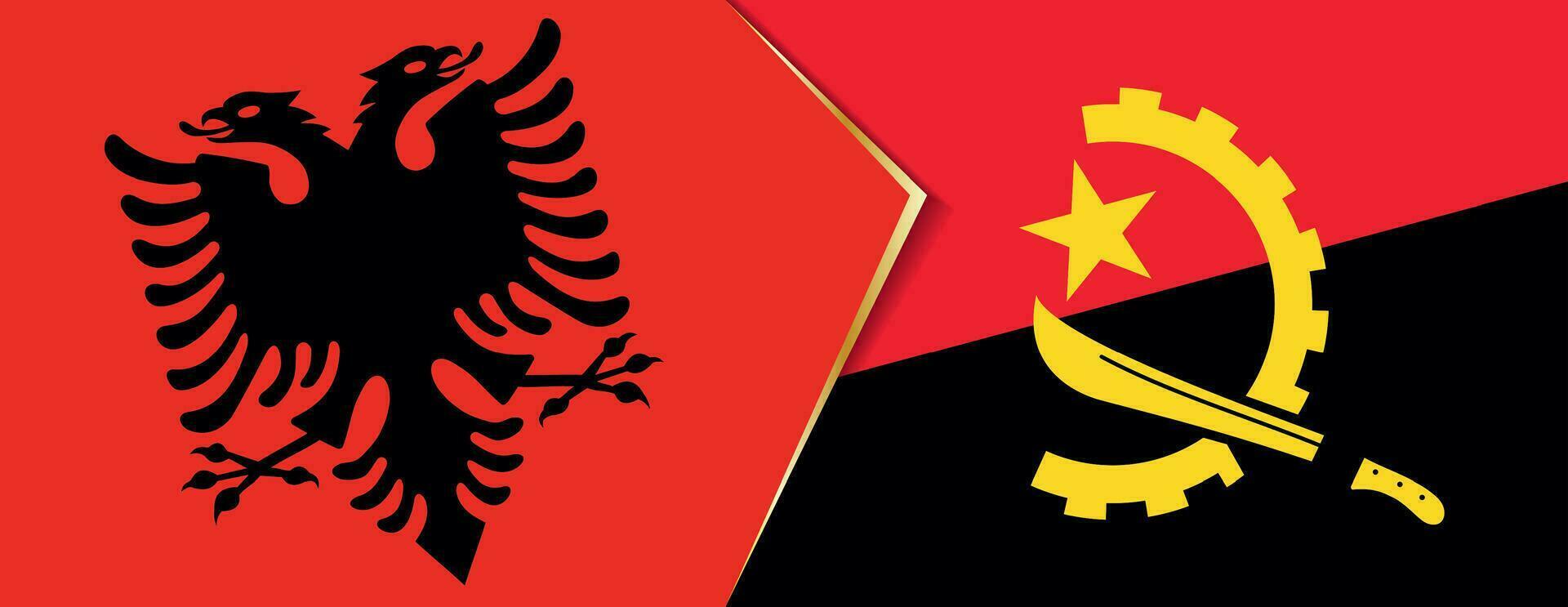 albania och angola flaggor, två vektor flaggor.