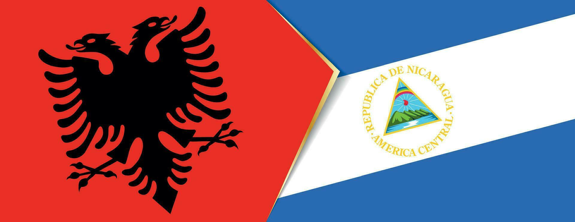 Albanien und Nicaragua Flaggen, zwei Vektor Flaggen.