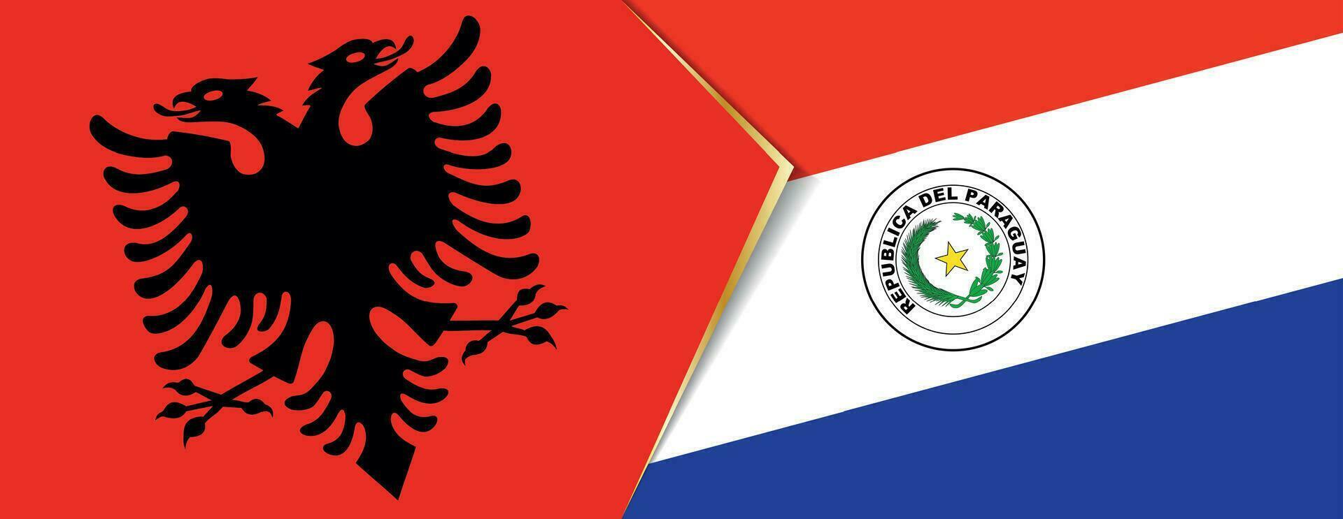 albania och paraguay flaggor, två vektor flaggor.