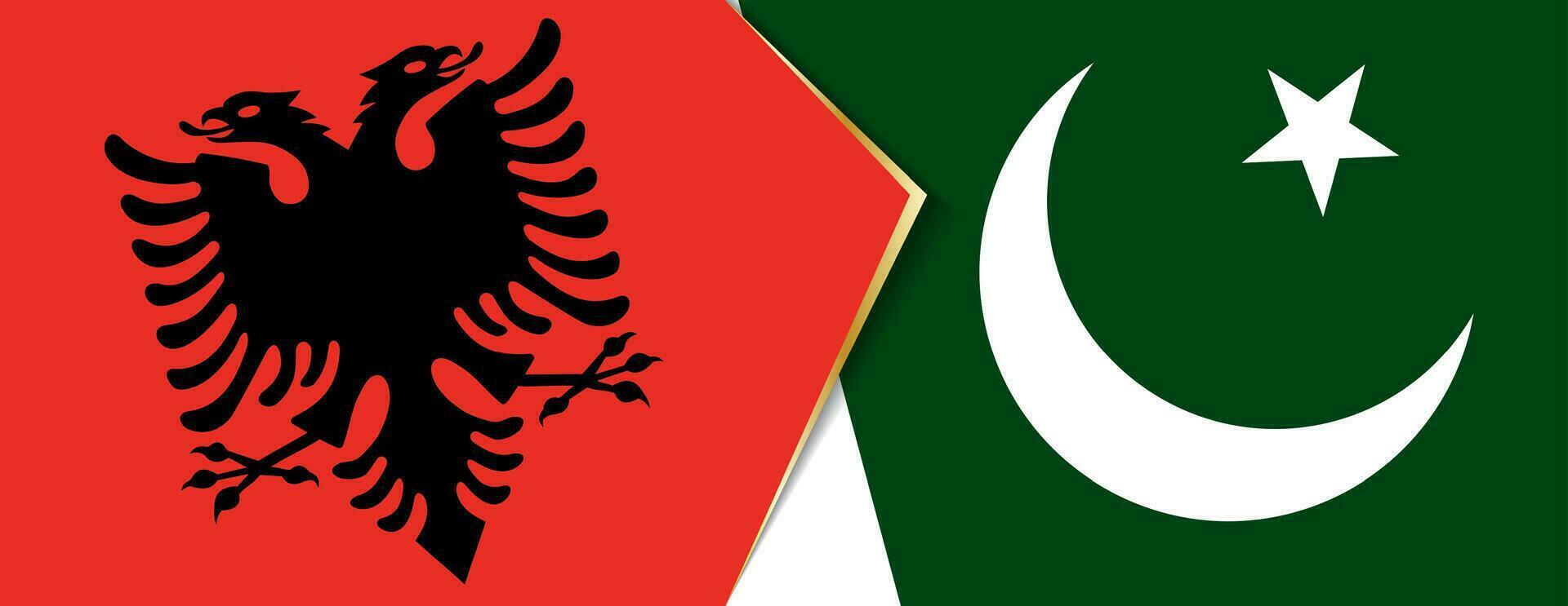 Albanien und Pakistan Flaggen, zwei Vektor Flaggen.