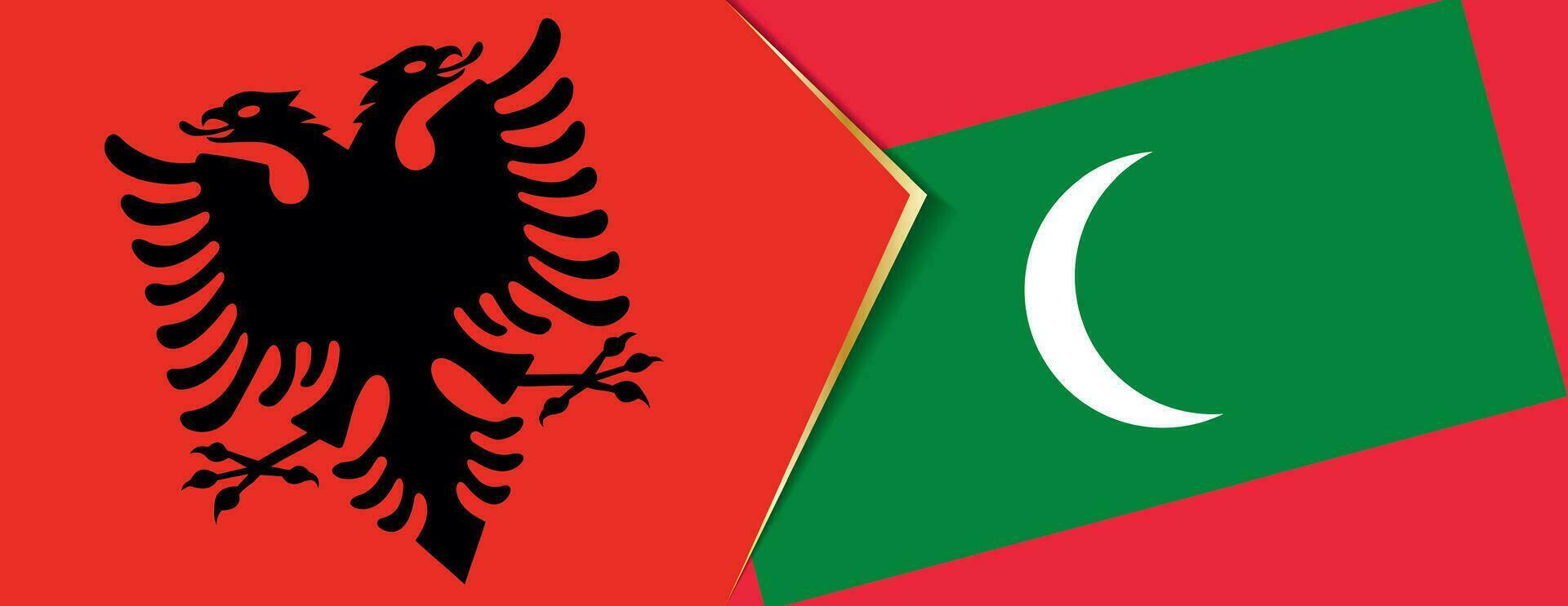 Albanien und Malediven Flaggen, zwei Vektor Flaggen.