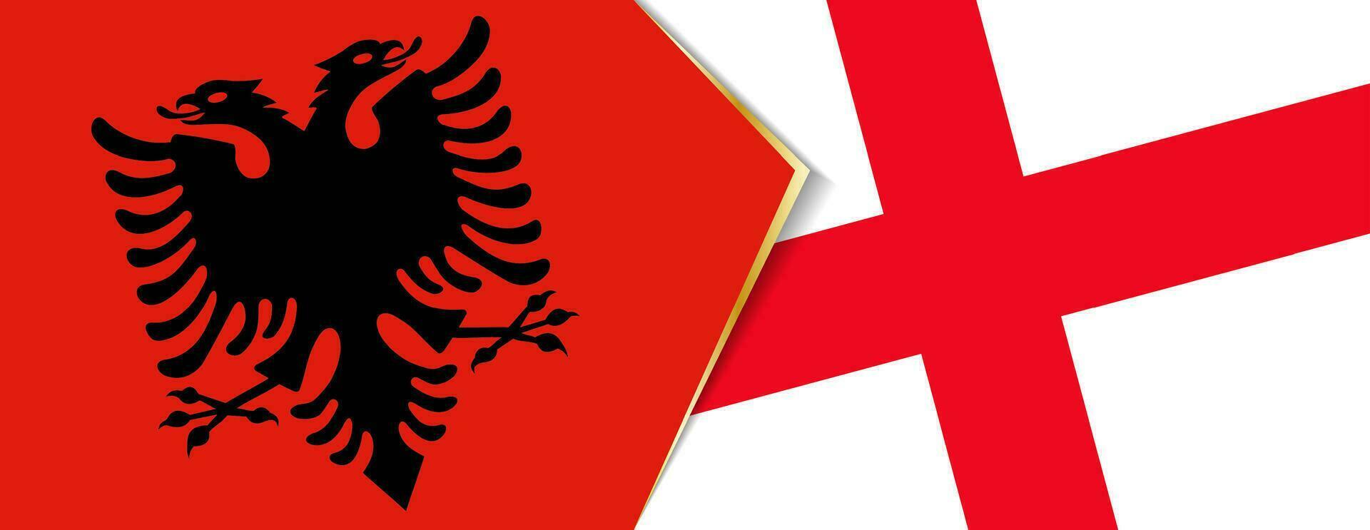 albania och England flaggor, två vektor flaggor.