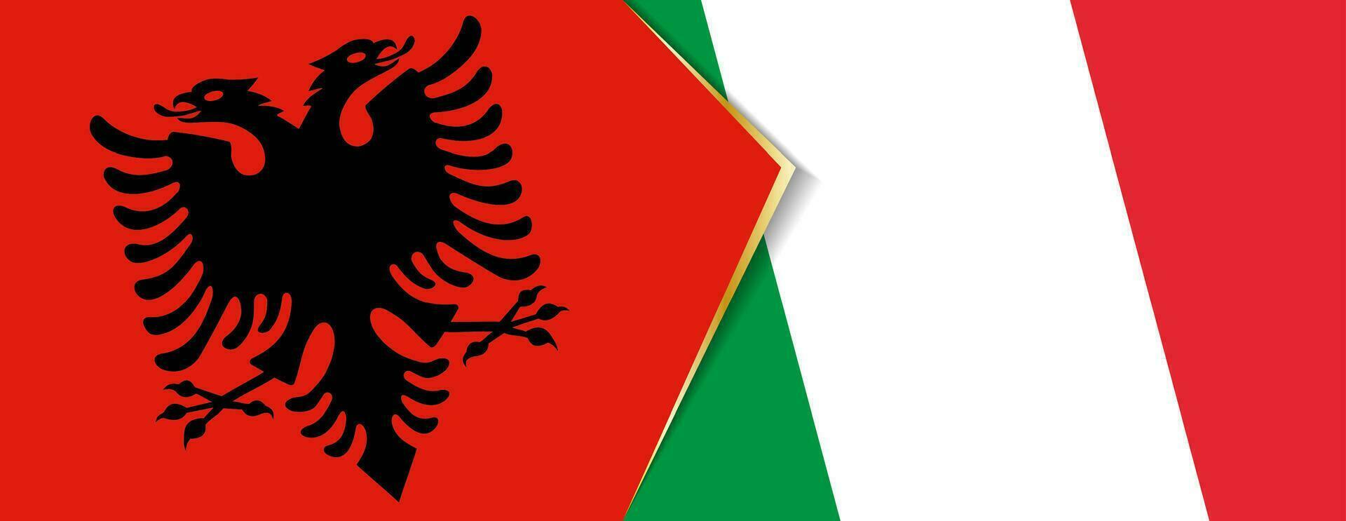 albania och Italien flaggor, två vektor flaggor.