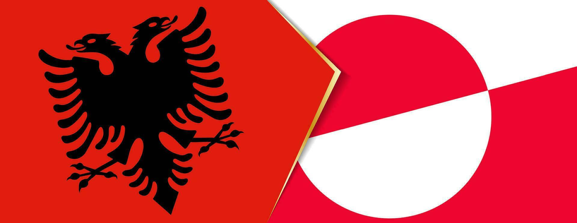 albania och Grönland flaggor, två vektor flaggor.