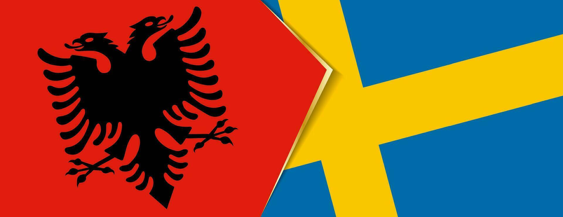 Albanien und Schweden Flaggen, zwei Vektor Flaggen.