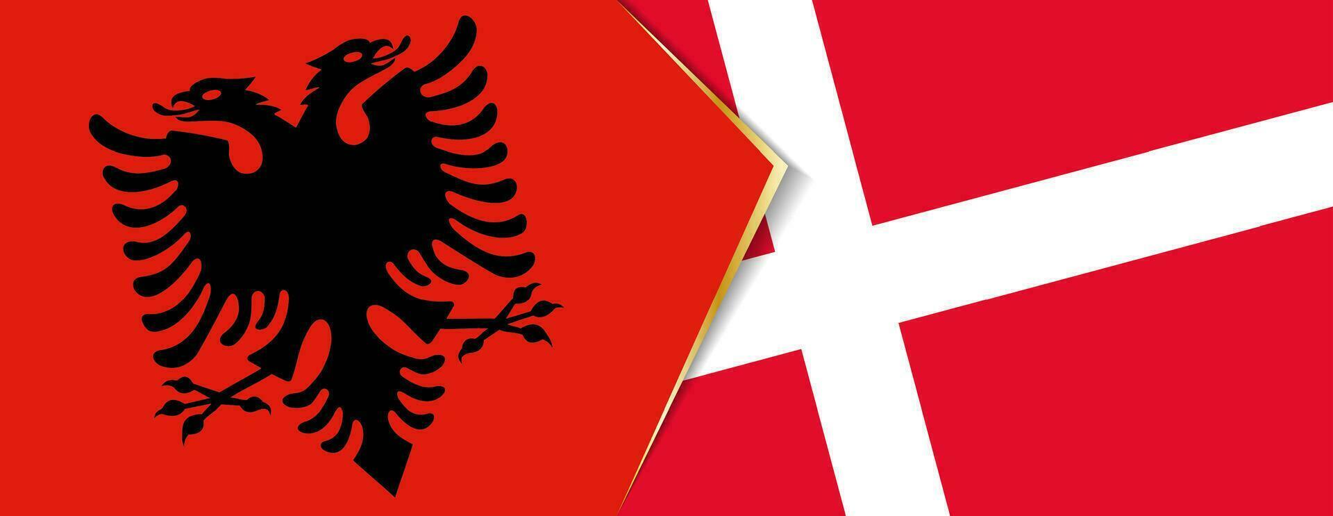 albania och Danmark flaggor, två vektor flaggor.