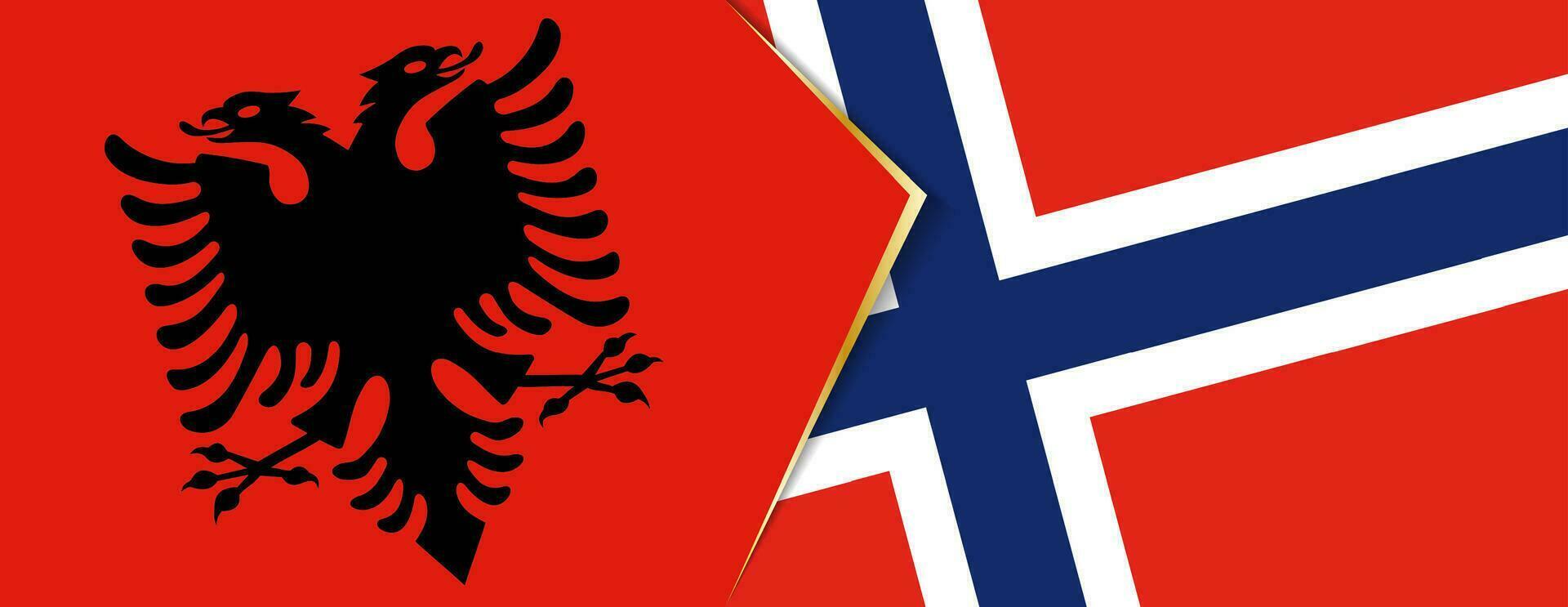 Albanien und Norwegen Flaggen, zwei Vektor Flaggen.