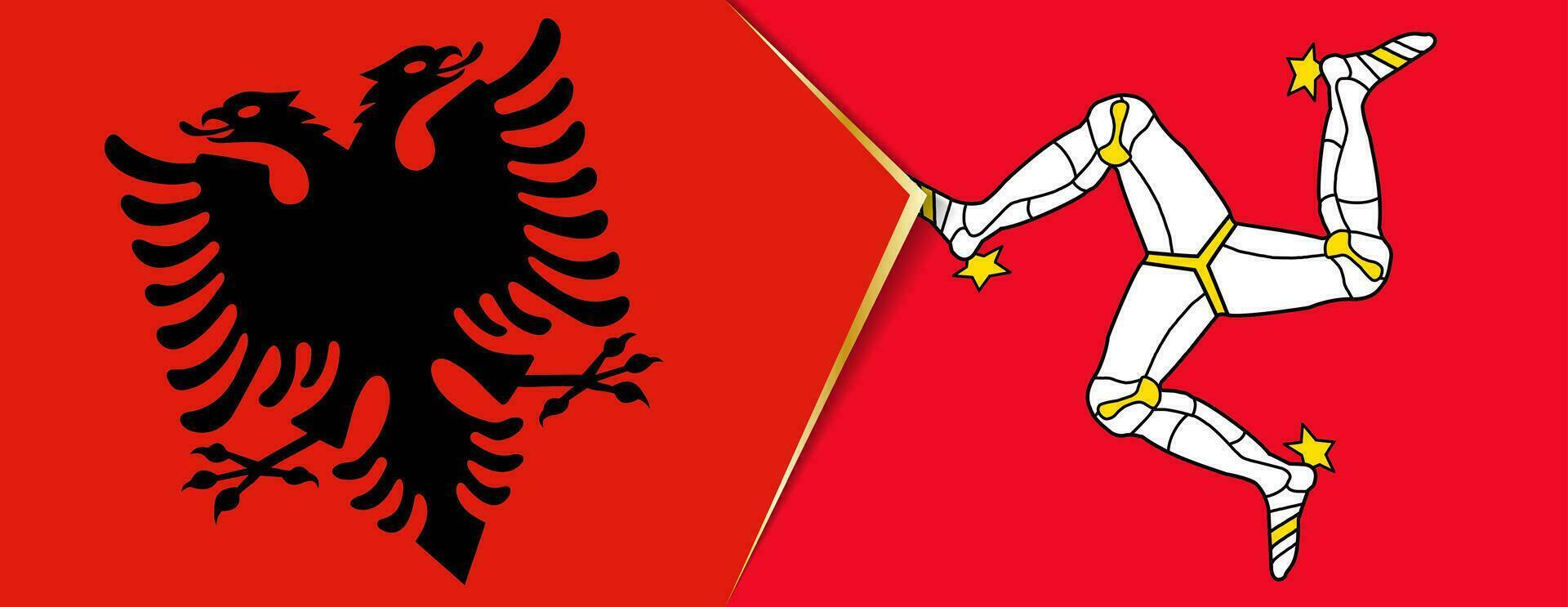 albania och ö av man flaggor, två vektor flaggor.