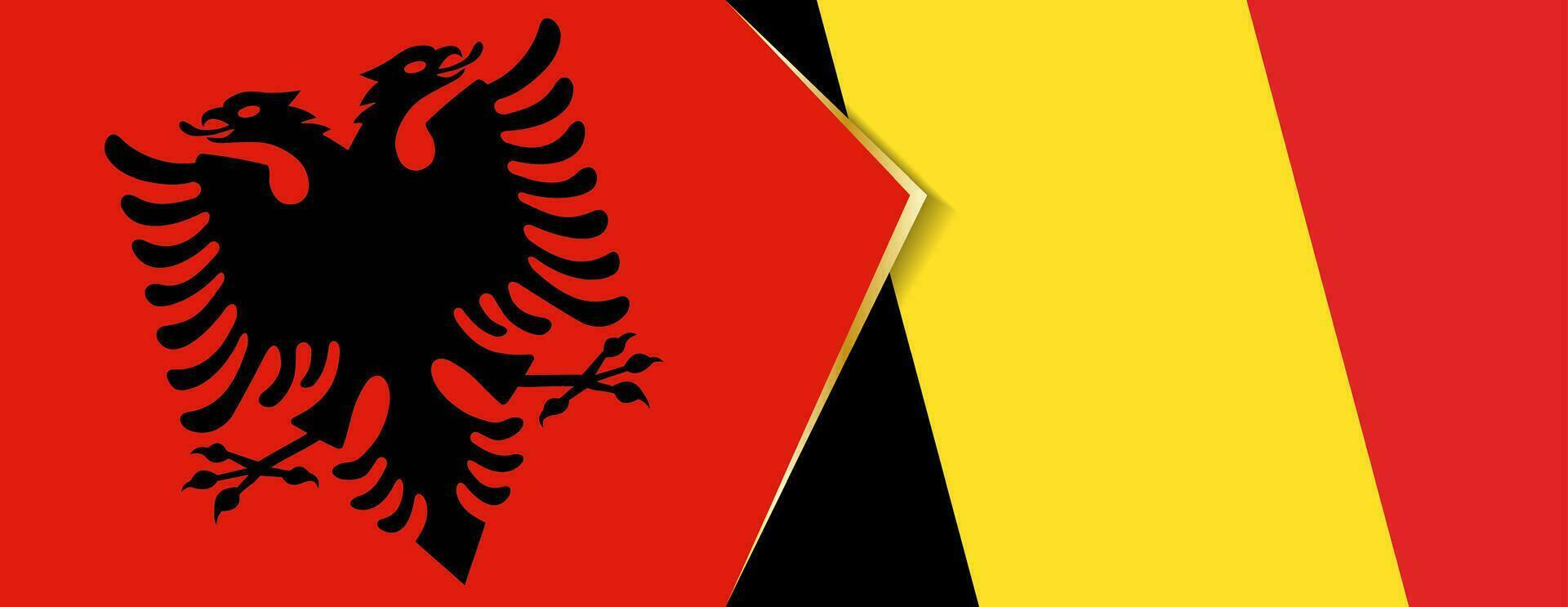 Albanien und Belgien Flaggen, zwei Vektor Flaggen.