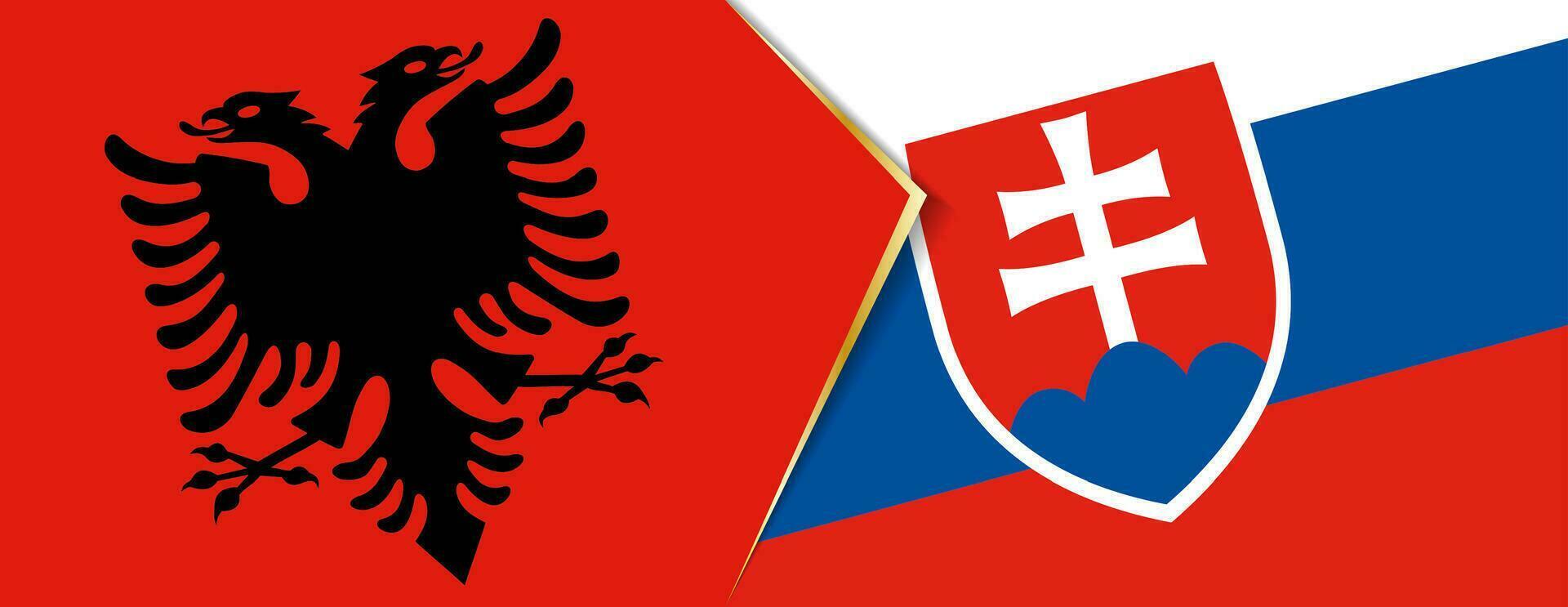 albania och slovakia flaggor, två vektor flaggor.