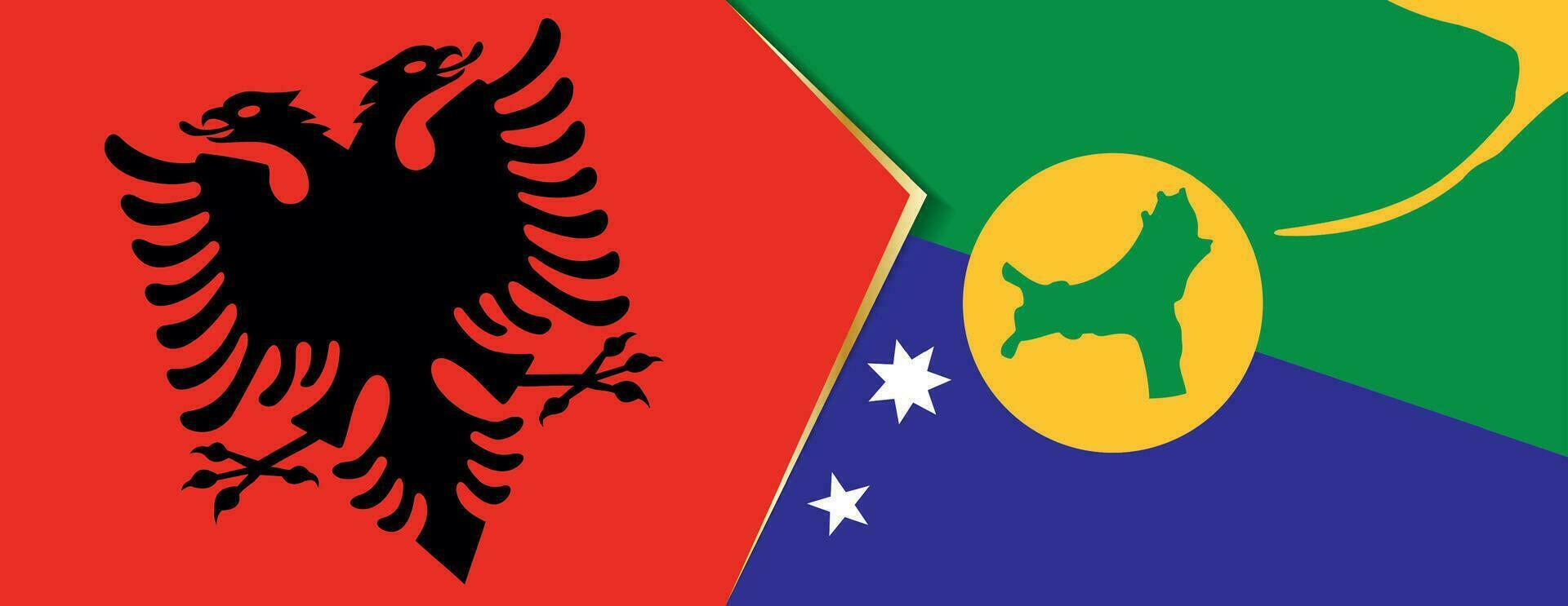 Albanien und Weihnachten Insel Flaggen, zwei Vektor Flaggen.