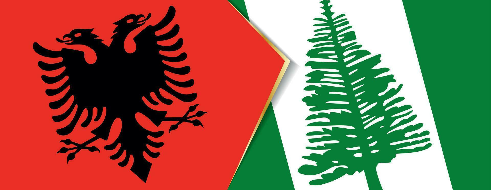 albania och norfolk ö flaggor, två vektor flaggor.