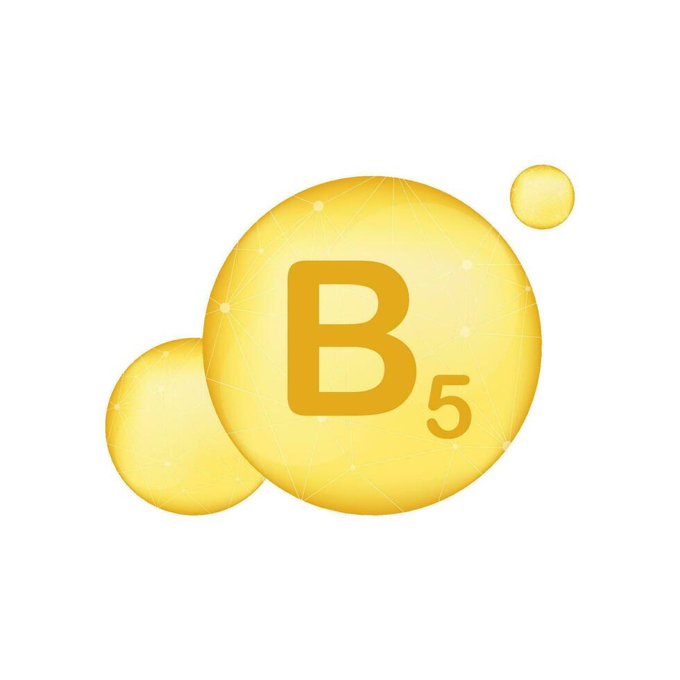 vitamin b5 guld lysande ikon. askorbisk syra. vektor illustration