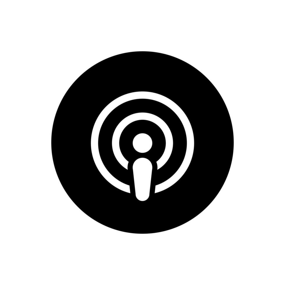 Podcast Symbol Vektor im schwarz Kreis. Podcasting Zeichen Symbol