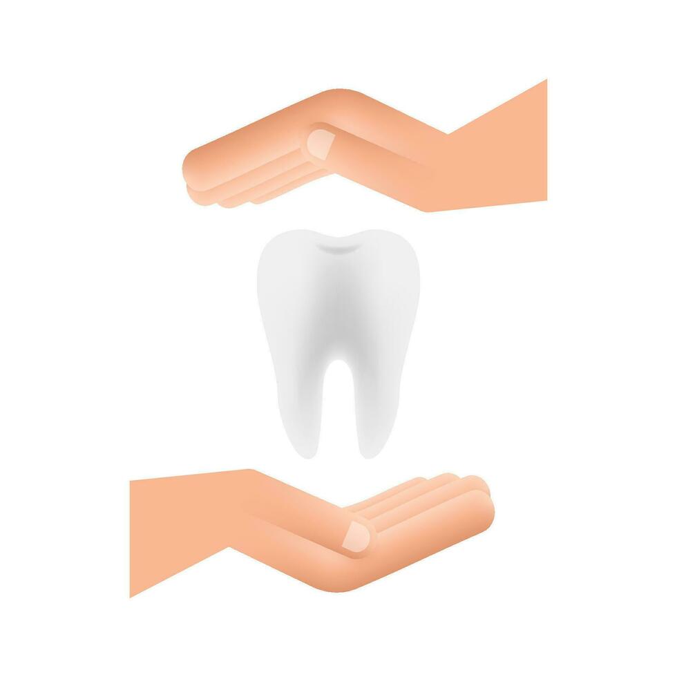 Zähne Symbol Zahnarzt. gesund Zähne im Hände. Mensch Zähne. Vektor Illustration