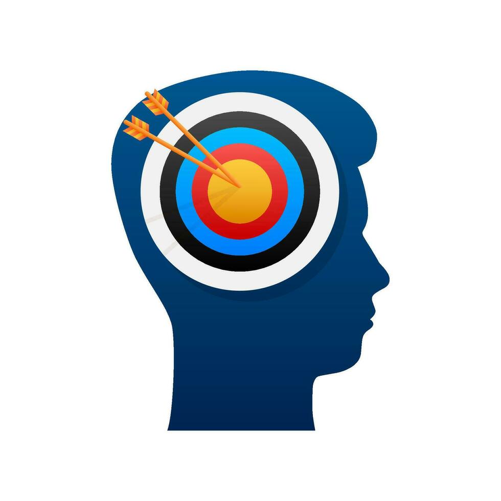 mål hjärna profil för medicinsk design. vektor illustration. företag strategi. vektor ikon