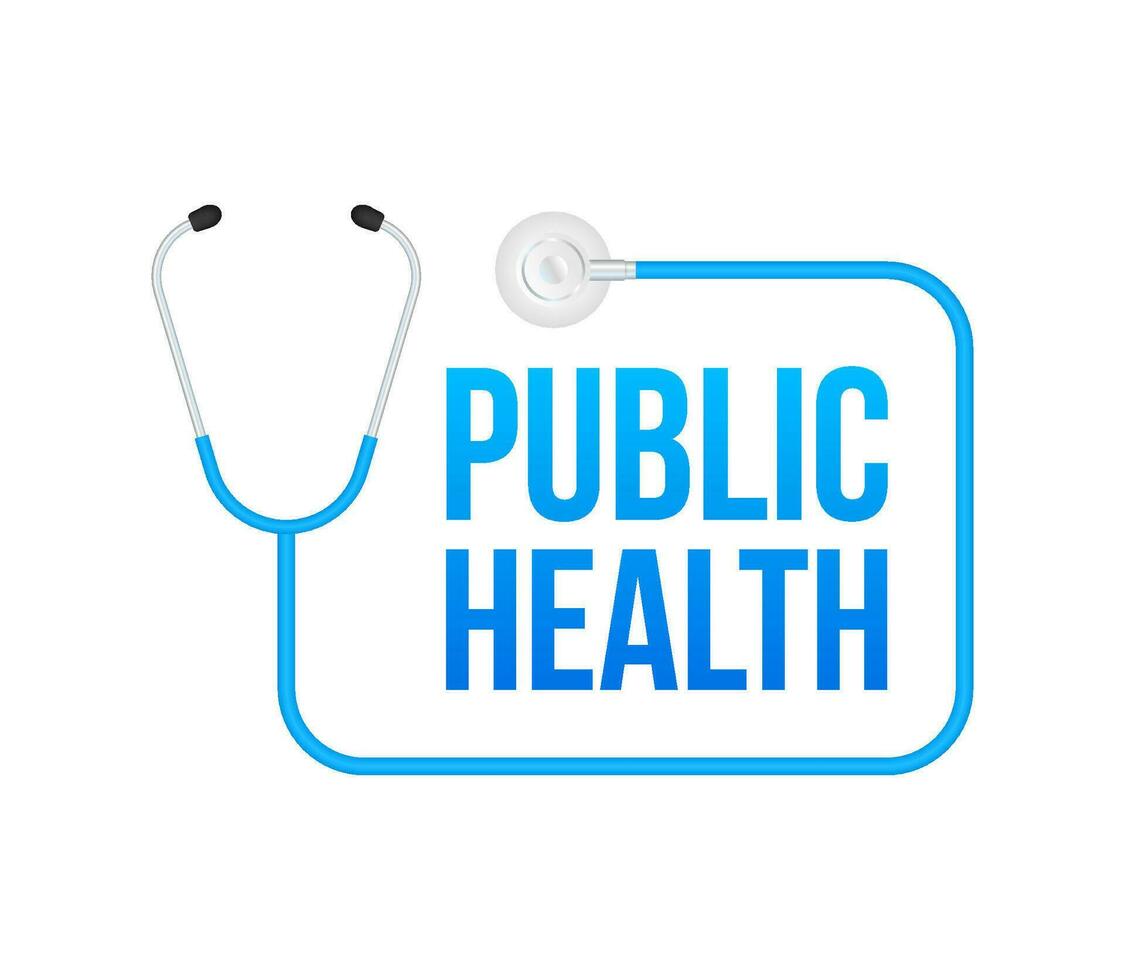 offentlig hälsa. bricka med stetoskop ikon. platt vektor illustration på vit bakgrund.