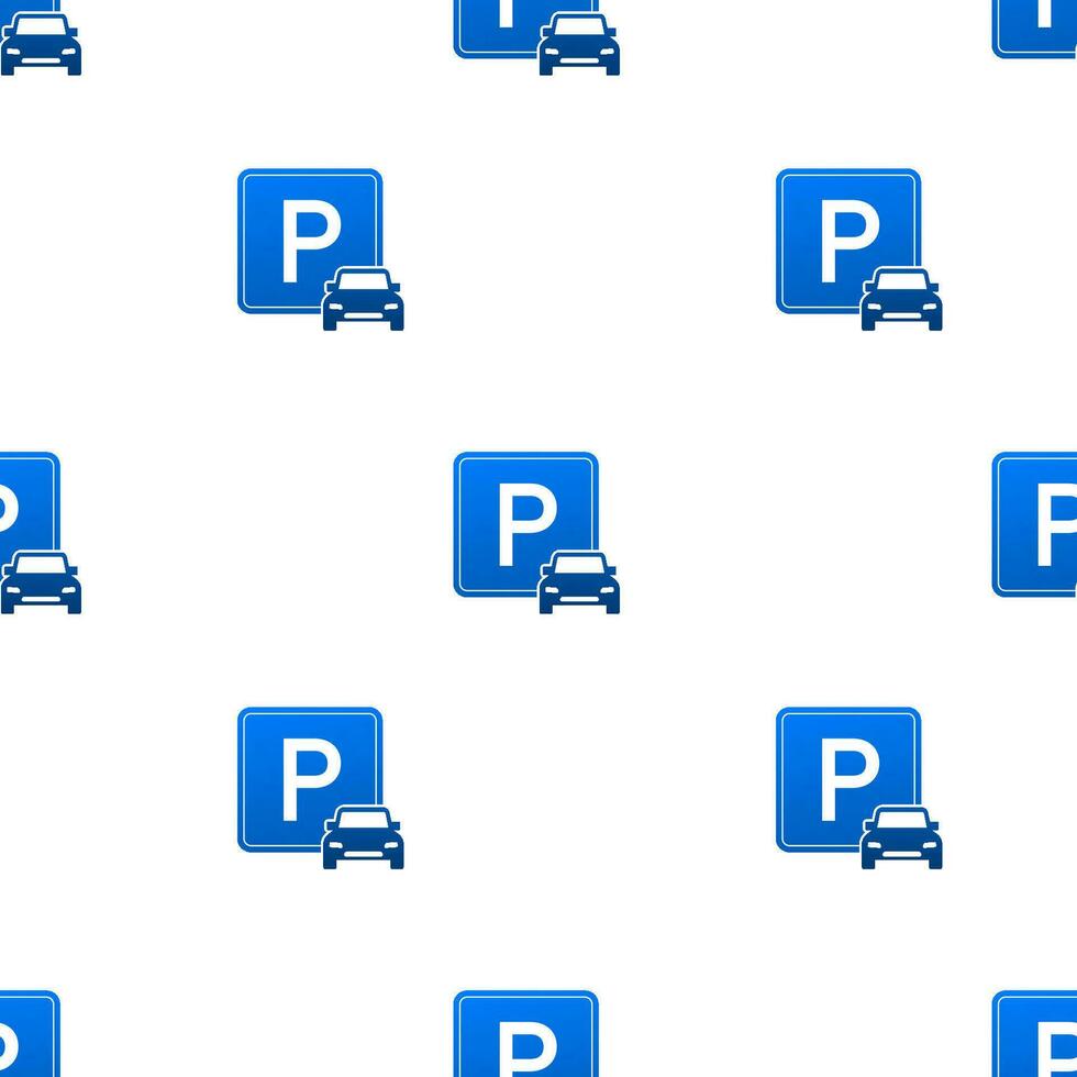 Vorlage mit Blau Parkplatz Muster. Logo, Symbol, Etikett. Parkplatz auf Weiß Hintergrund. Netz Element. Vektor Lager Illustration