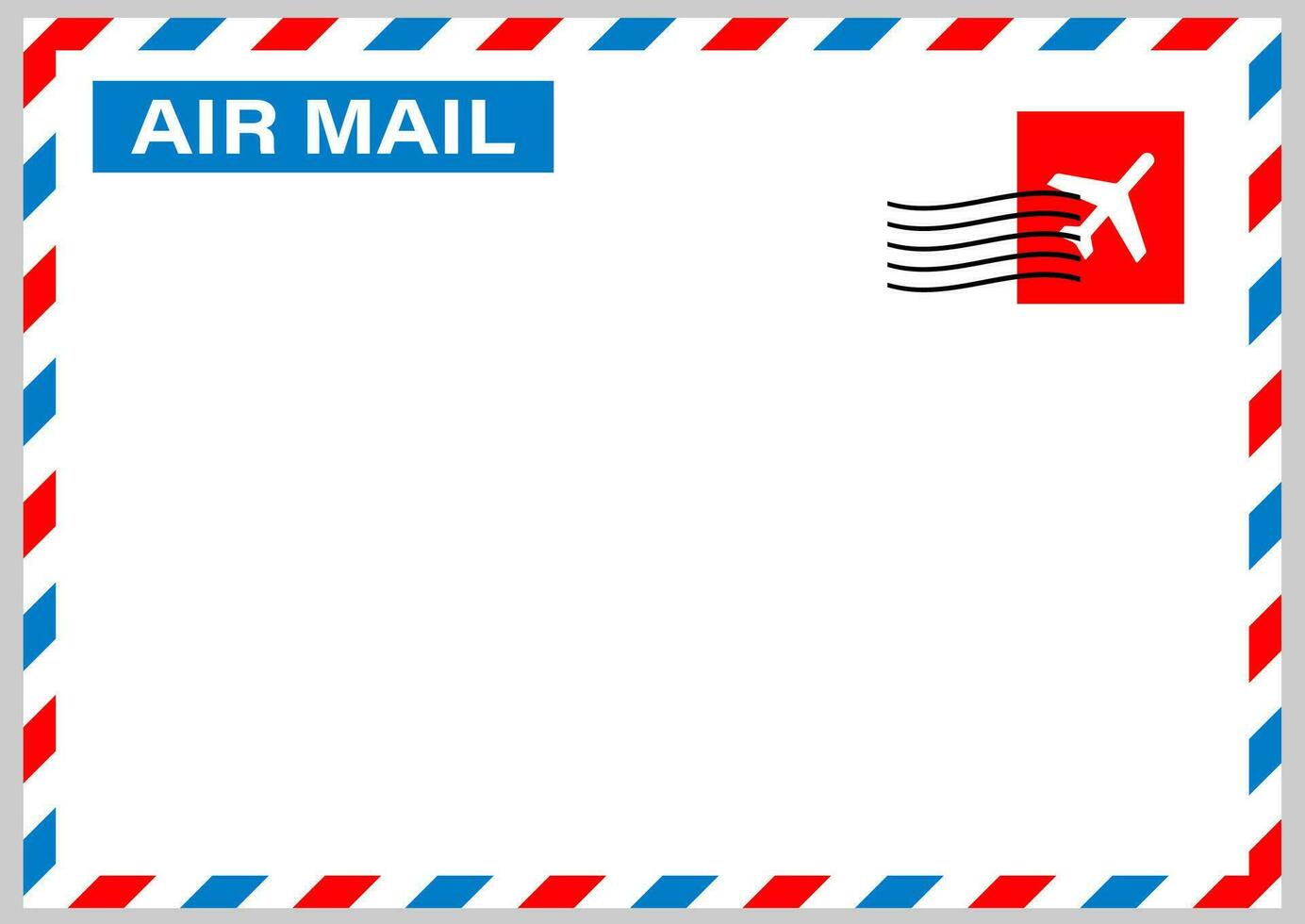 Luft Mail Briefumschlag mit Post- Briefmarke isoliert auf Weiß Hintergrund. Vektor Illustration.