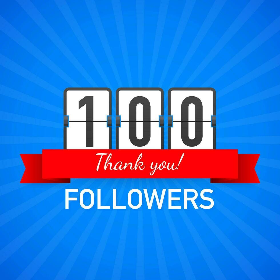 100k följare, tacka du, social webbplatser posta. tacka du följare congratulation kort. vektor illustration.
