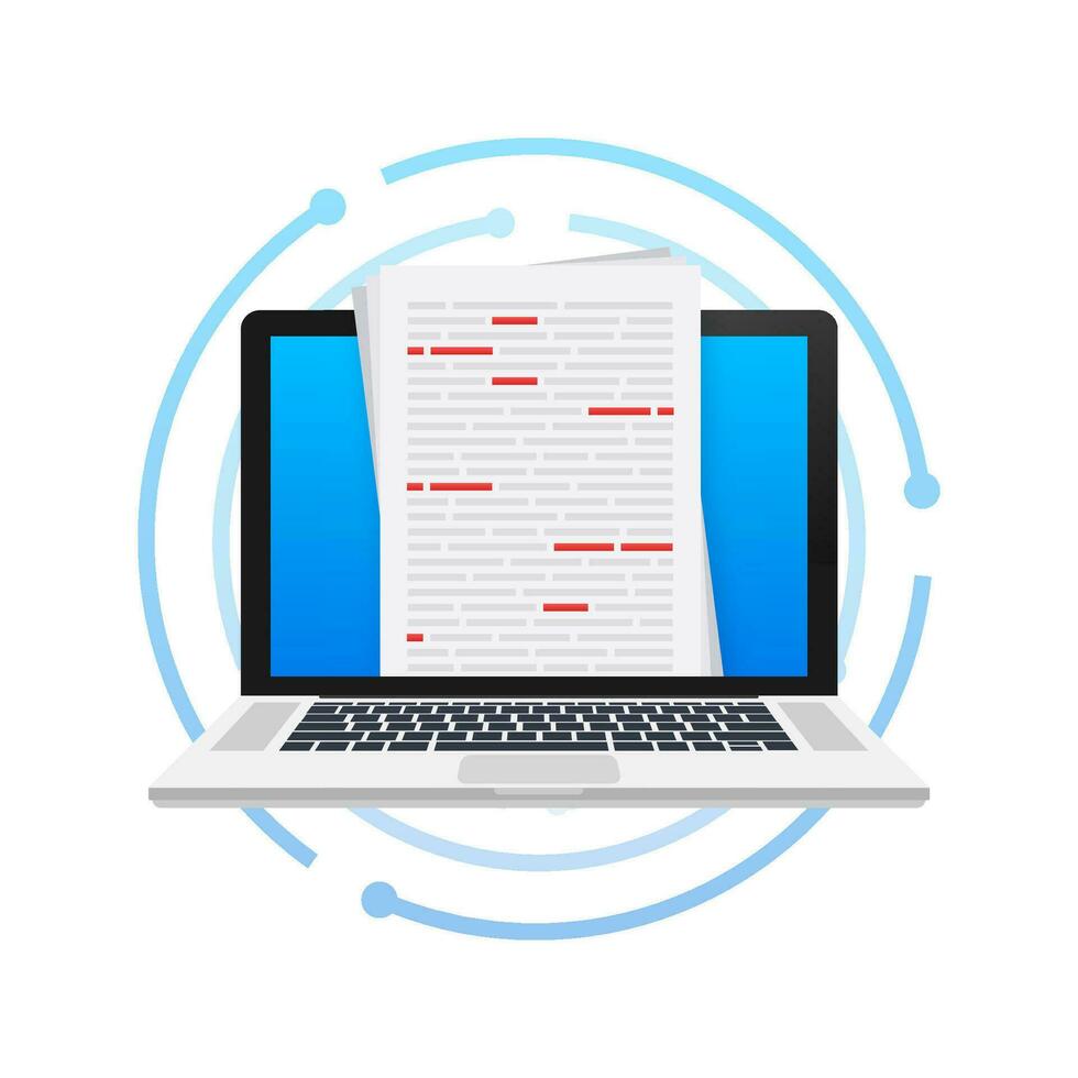 korrekturläsare checkar transkription skriven text. redigering dokument till korrekt fel. vektor stock illustration