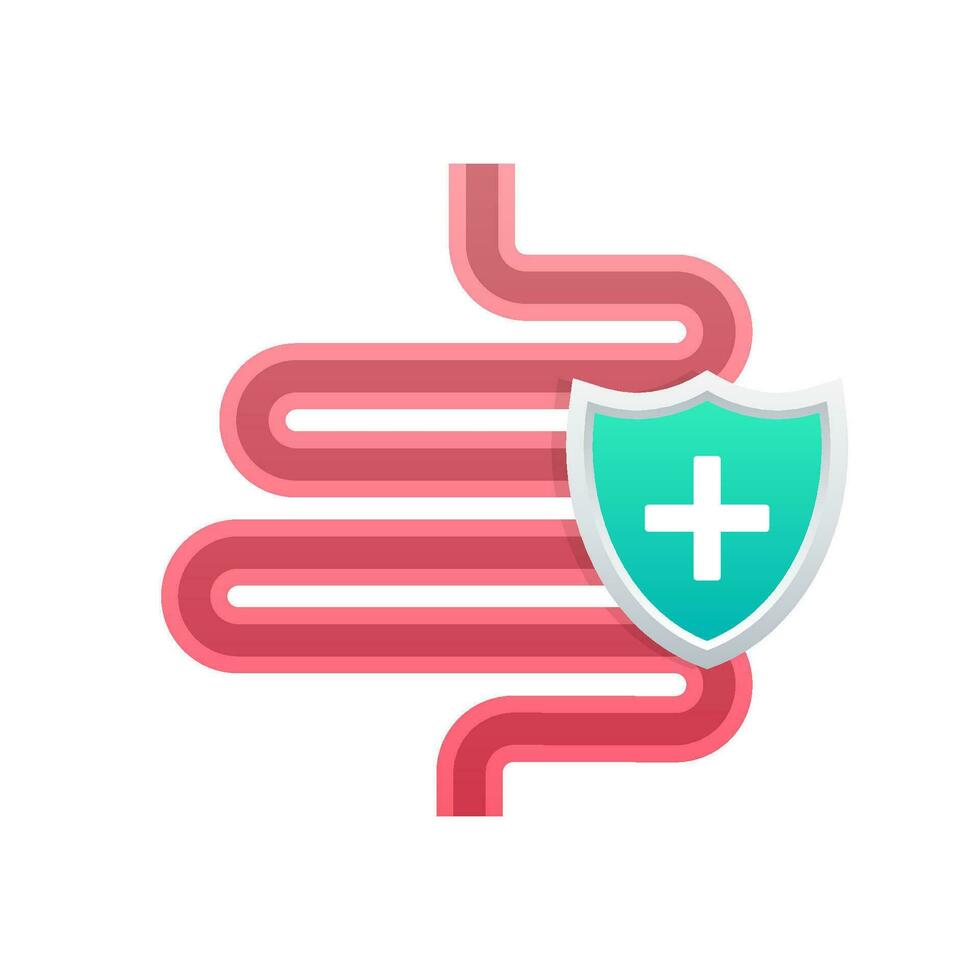 Bauch Schutz, gesund geschützt Darm. Verdauungs- System Schutz. Vektor Lager Illustration