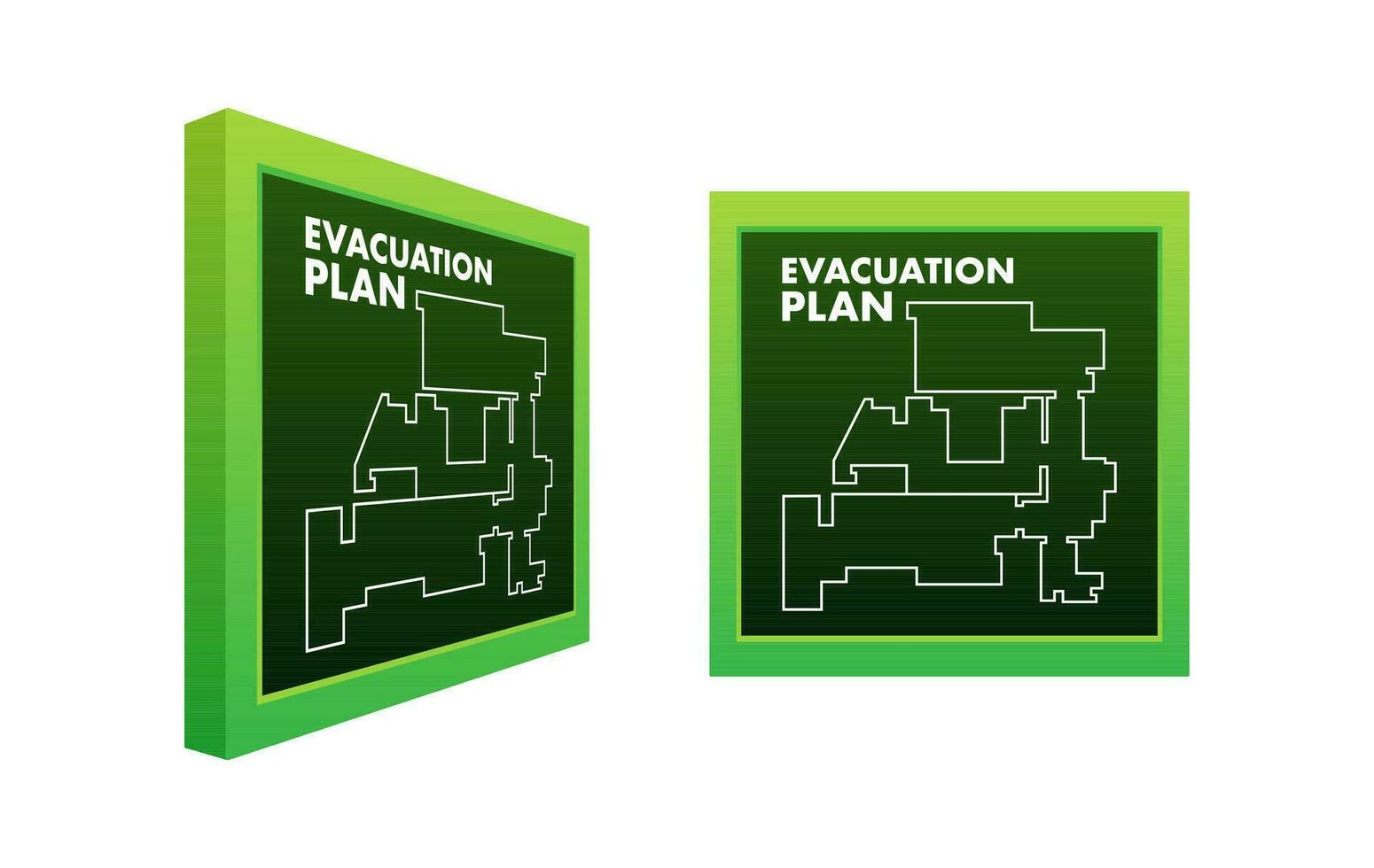 evakuering planen av de byggnad i fall av brand. brand säkerhet. vektor stock illustration