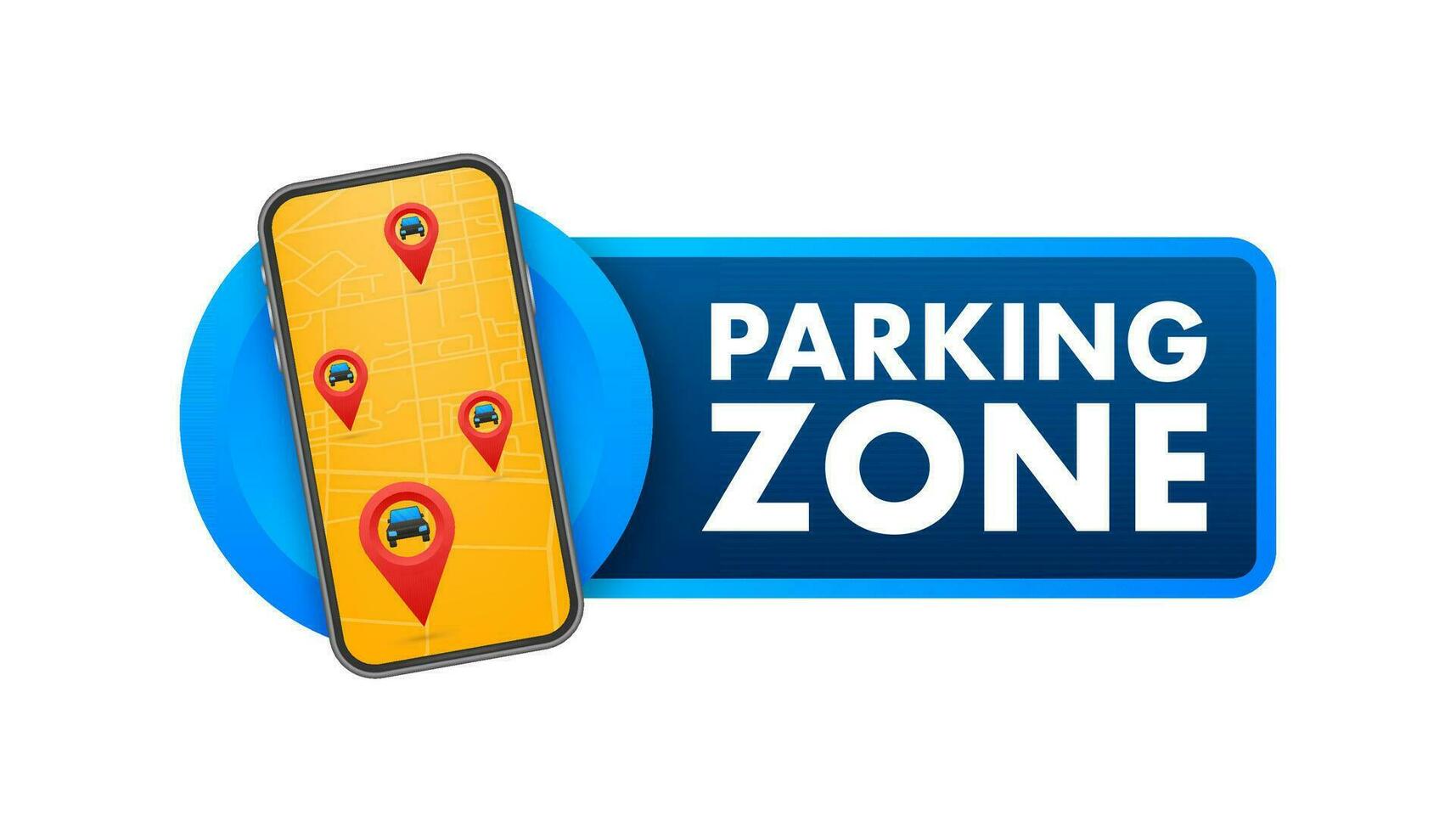 Parkplatz Zeichen, Parkplatz Zone Karte Stift. Straße Straße unterzeichnen. Auto Park Symbol. Vektor Lager Illustration