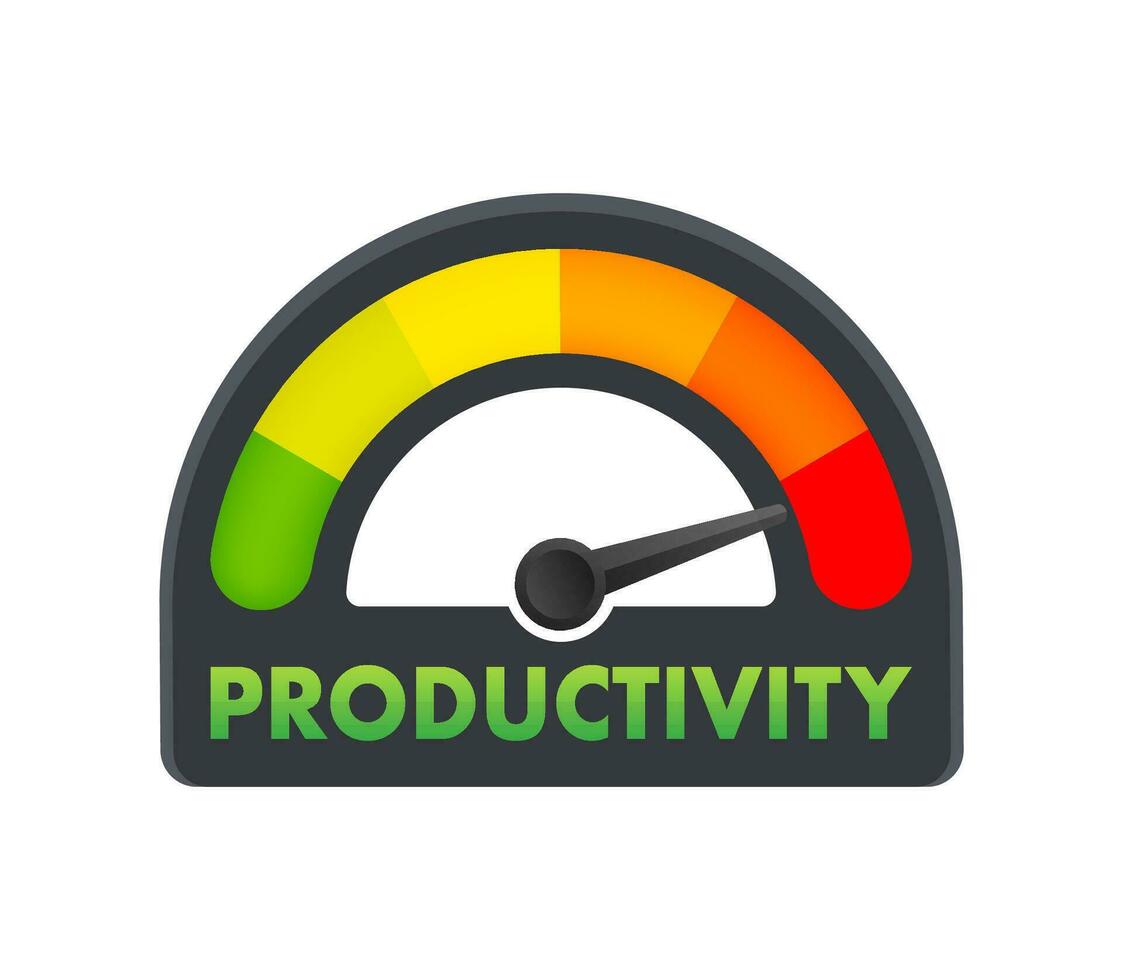 produktivitet ikon på hastighetsmätare. hög produktivitet meter. vektor stock illustration
