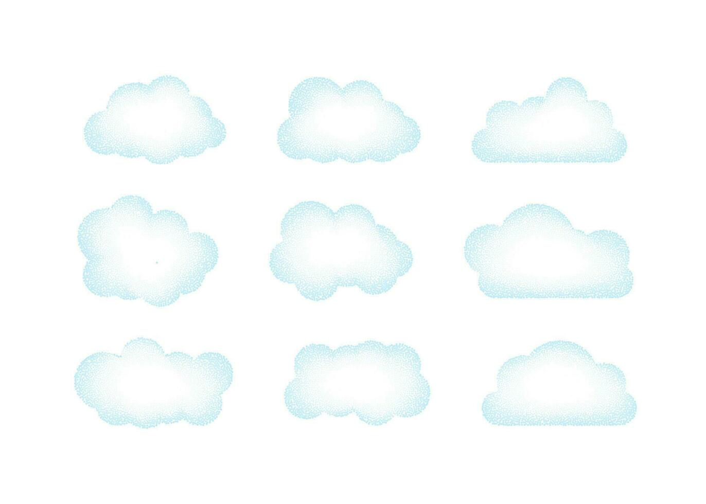 uppsättning av blå himmel, moln. moln ikon, moln form. uppsättning av annorlunda moln. samling av moln ikon. vektor illustration