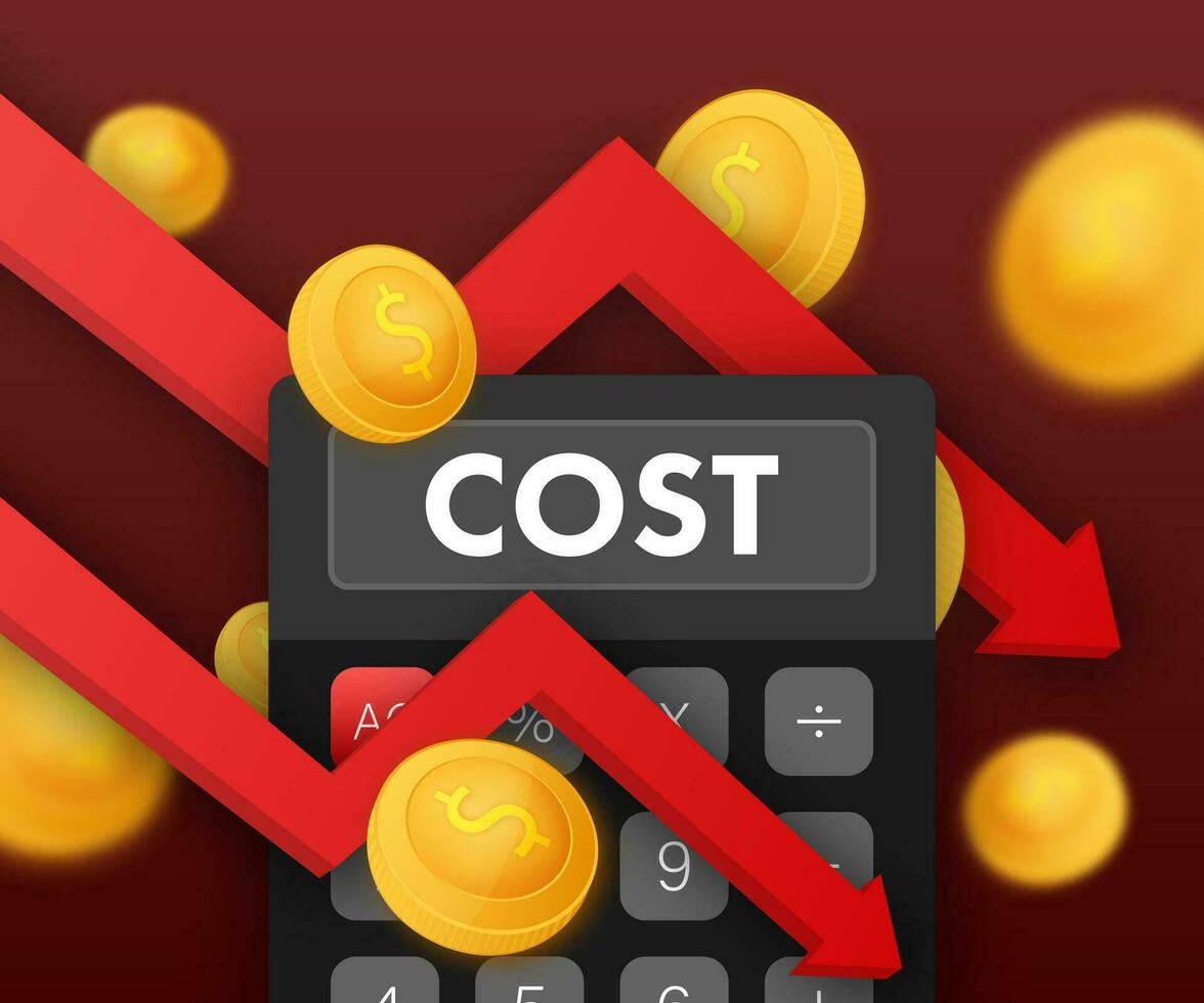 kosta minskning. Diagram begrepp. företag vektor ikon. platt design. företag Graf.