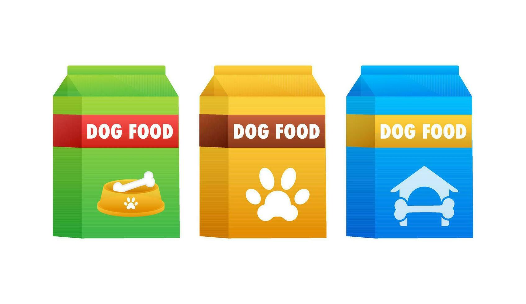 hund torr mat skål. väska paket, reklam. vektor illustration