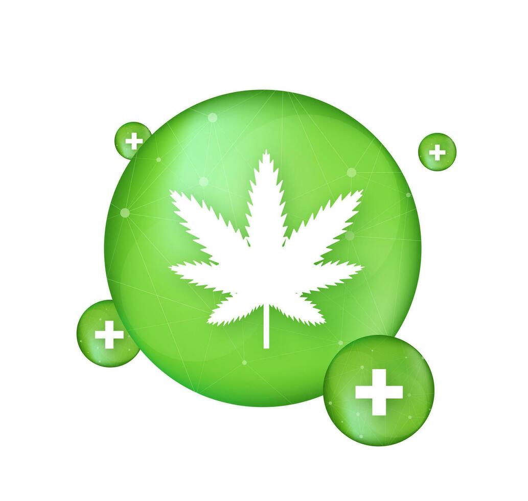 kreativ cannabis blad vektor logotyp ikon. mall för cbd cannabidiol. vektor illustration