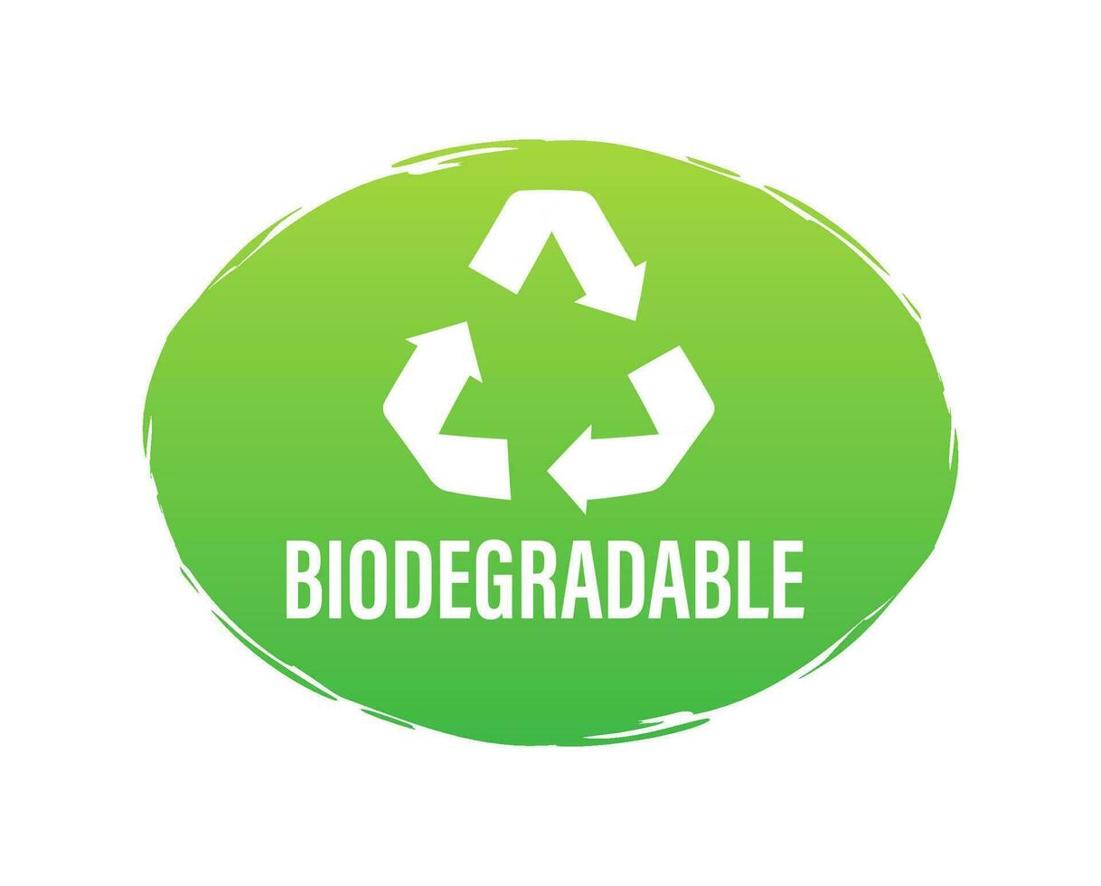 biologisch abbaubar recycelbar Etikett. bio Recycling. Öko freundlich Produkt. Vektor Lager Illustration