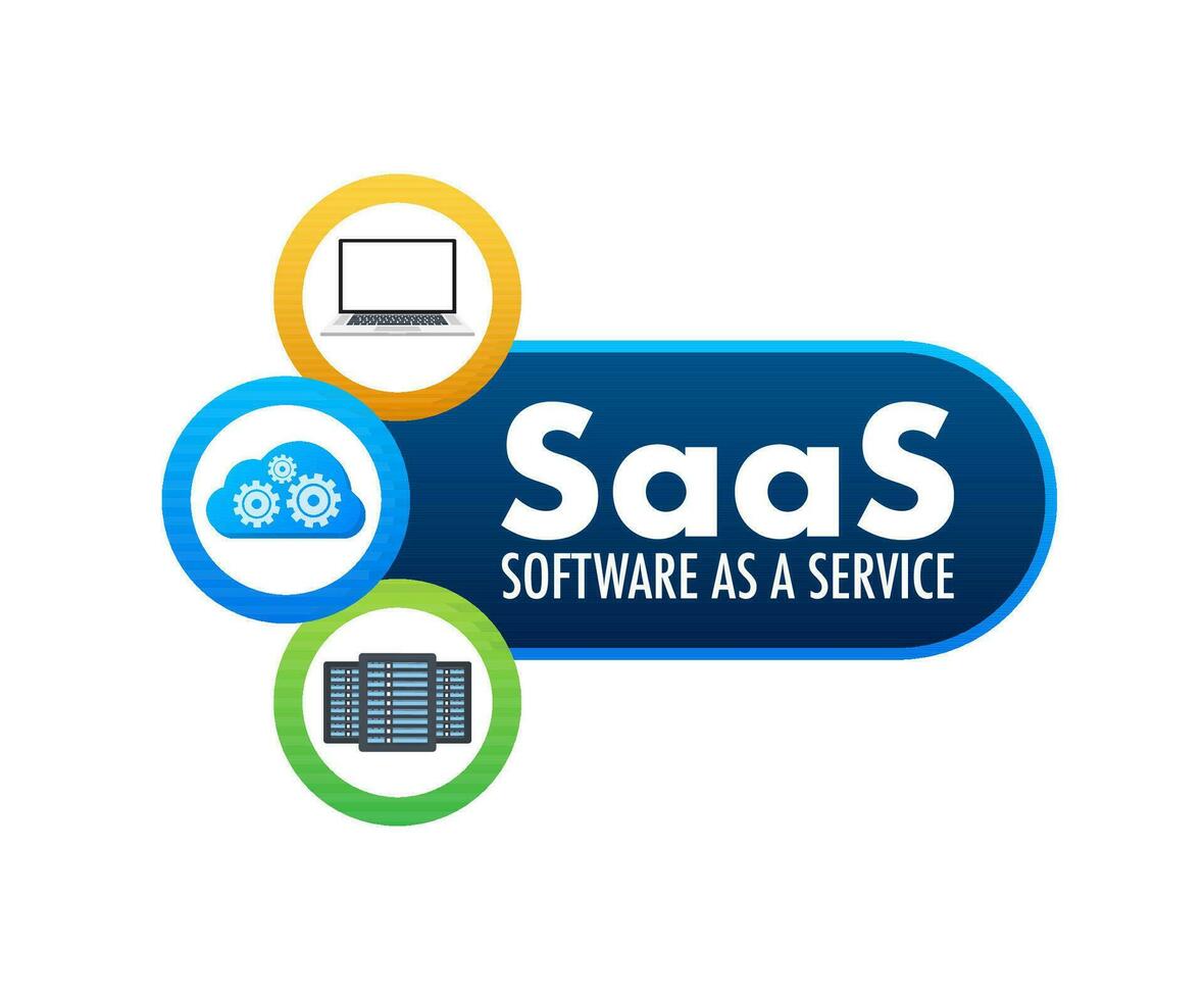 saas Software wie ein Service. Wolke Service, synchronisieren. Vektor Illustration