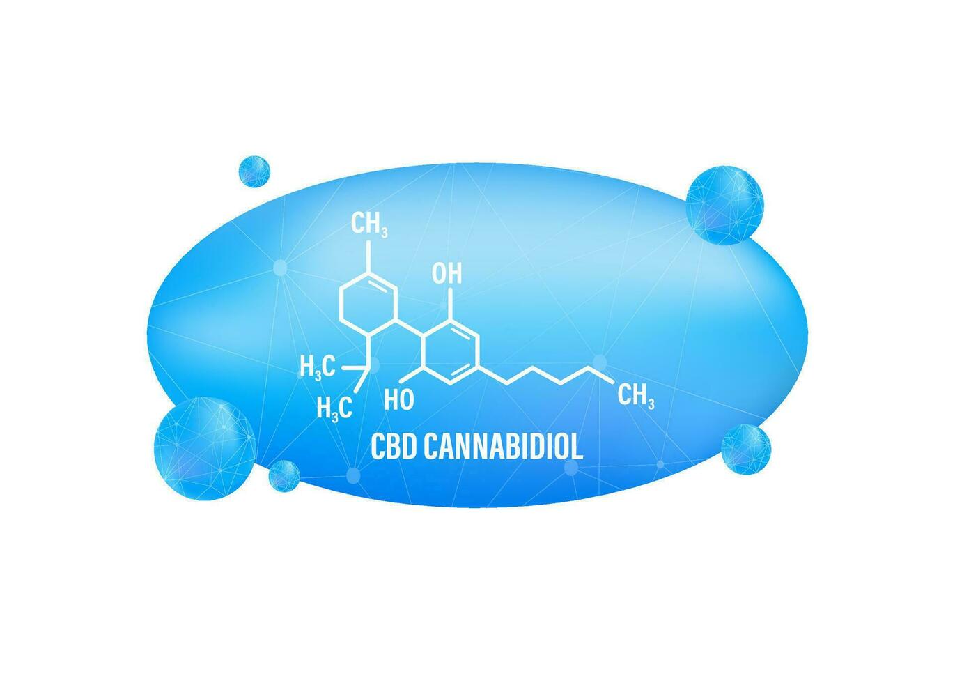 cbd cannabidiol på grön bakgrund. vektor bakgrund.