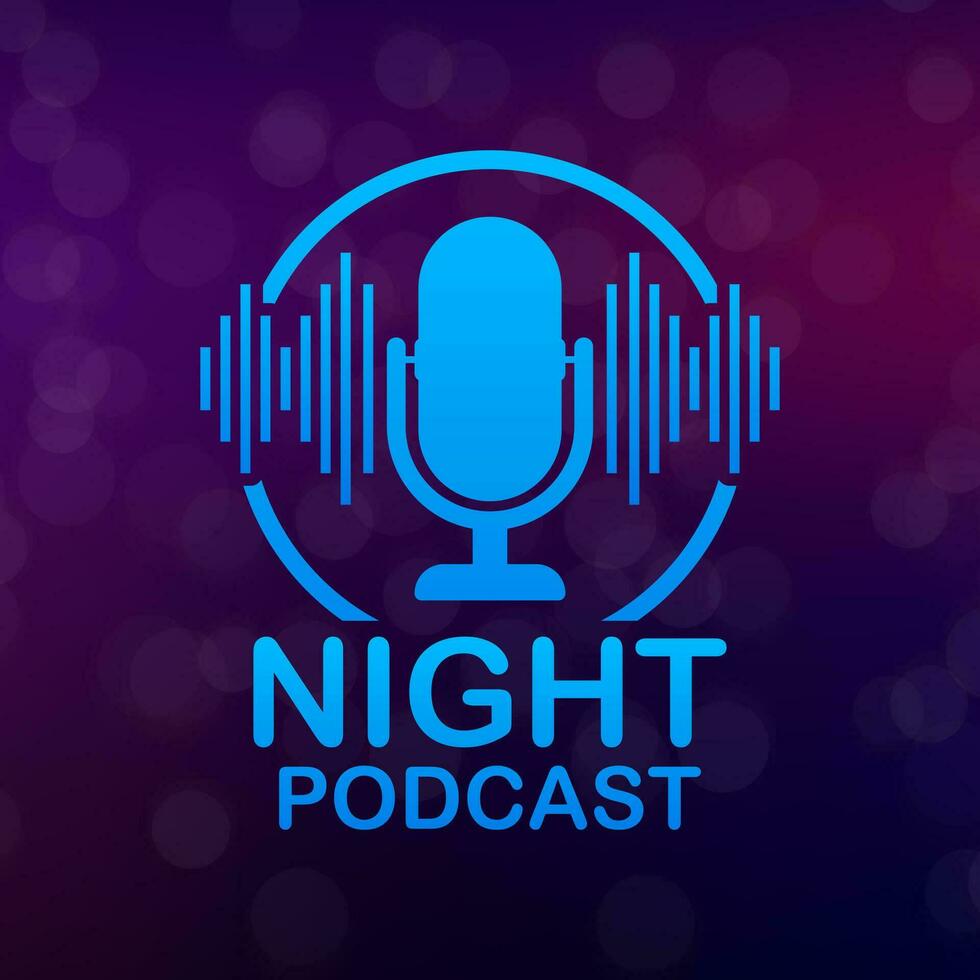 Nacht Podcast Symbol, Vektor Symbol im eben isometrisch Stil isoliert auf Farbe Hintergrund. Vektor Lager Illustration