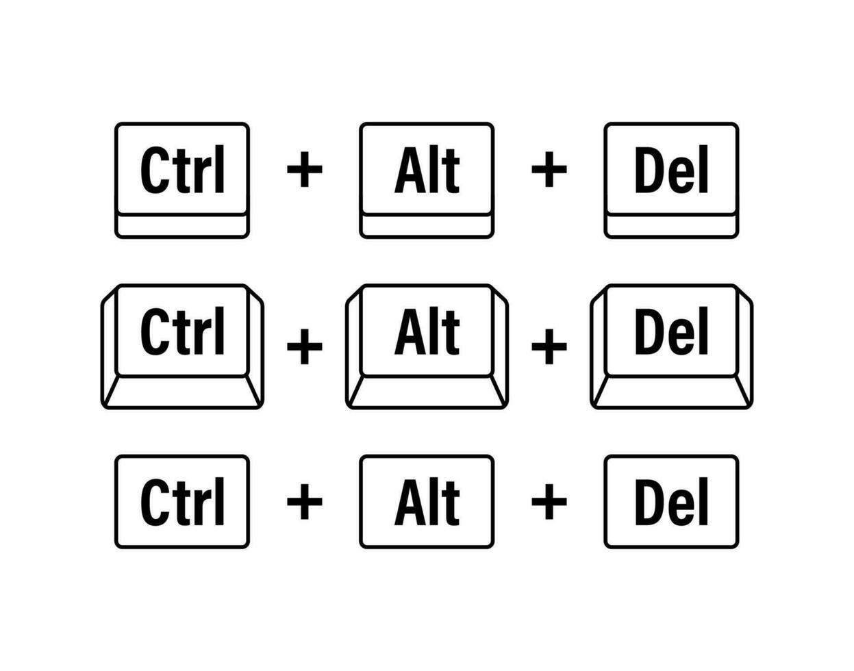 ctrl alt del genväg nycklar. tangentbord nycklar. dator knapp. vektor stock illustration