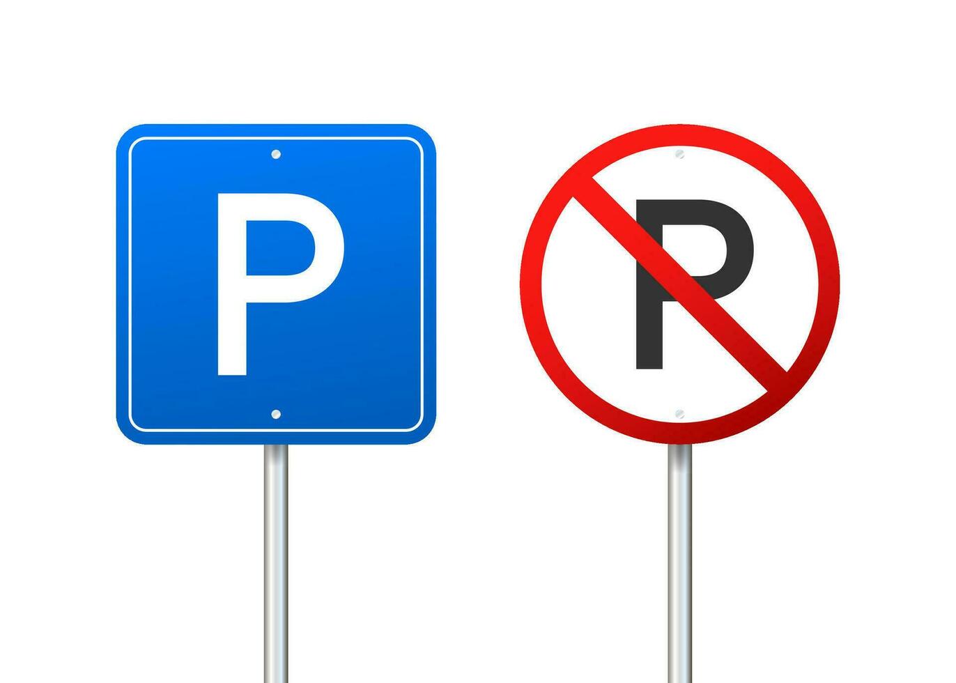 Vorlage mit Blau Parken. Logo, Symbol, Etikett. Parkplatz auf Weiß Hintergrund. Netz Element. Vektor Lager Illustration