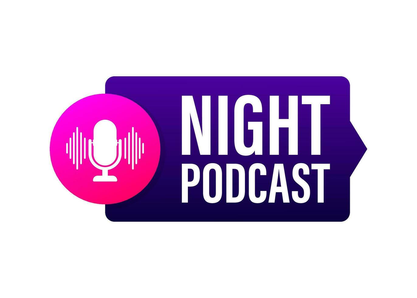 Nacht Podcast Symbol, Vektor Symbol im eben isometrisch Stil isoliert auf Farbe Hintergrund. Vektor Lager Illustration