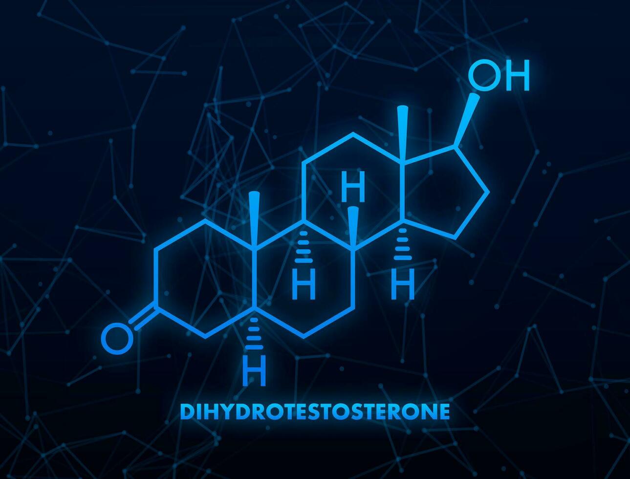 Dihydrotestosteron dht, Androstanolon, Stanolon Hormon Molekül. Skelett- Formel. Vektor Lager Illustration.