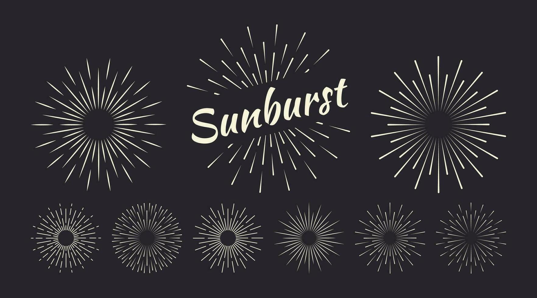 sunburst uppsättning guld stil isolerat på bakgrund för logotyp, emblem, logotyp, märka. fyrverkeri explosion, stjärna. vektor stock illustration