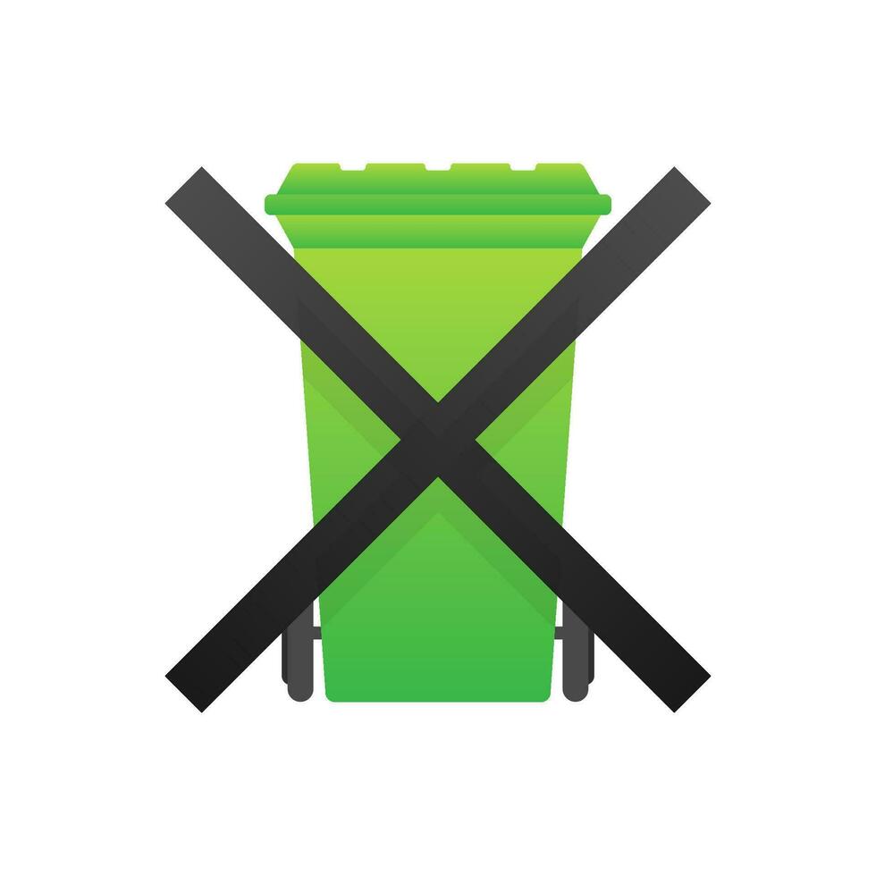 Symbol mit Nein Müll Müllcontainer. Nein Müll Müllcontainer Symbol auf Weiß Hintergrund vektor