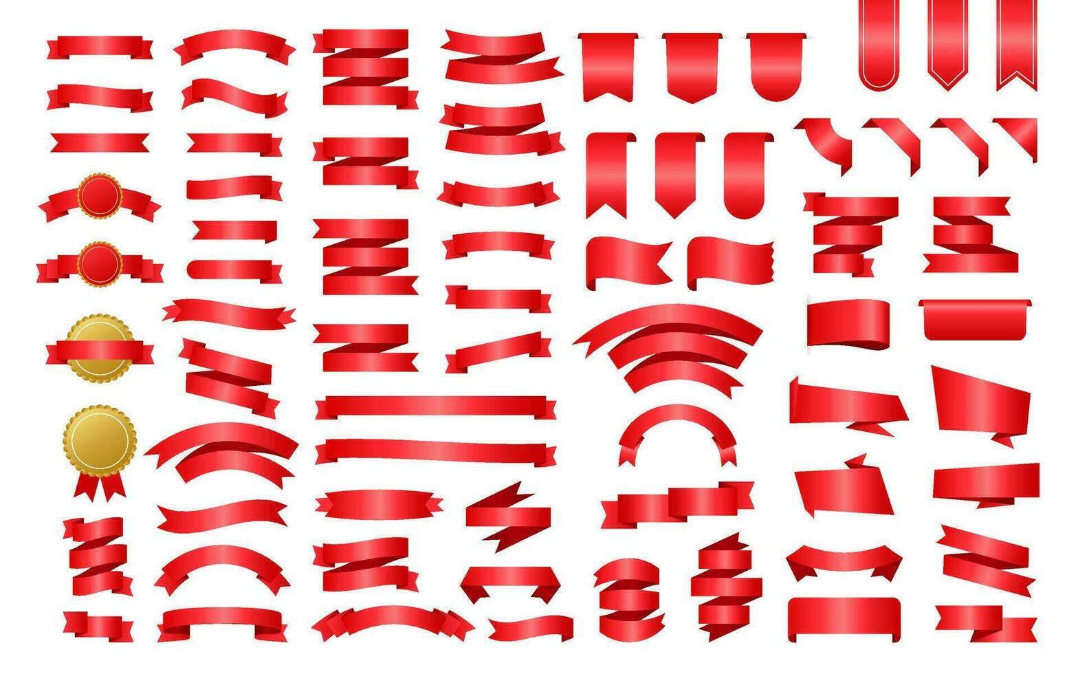 rot Band Banner. Bänder, großartig Design zum irgendein Zwecke. königlich Schleife. Dekoration Element. Medaille Satz. Rabatt Banner Beförderung Vorlage. Rabatt Aufkleber. Vektor Lager Illustration