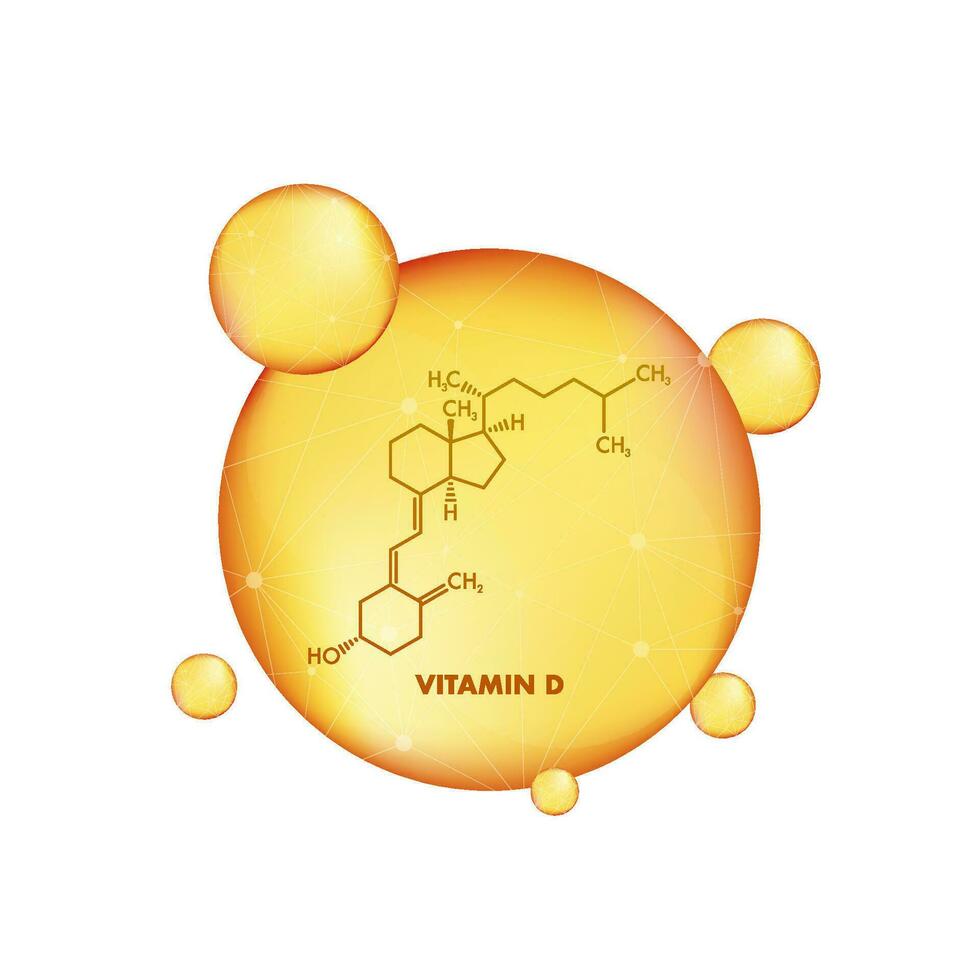 grön vitamin d formel på gyllene bakgrund. vektor 3d illustration.