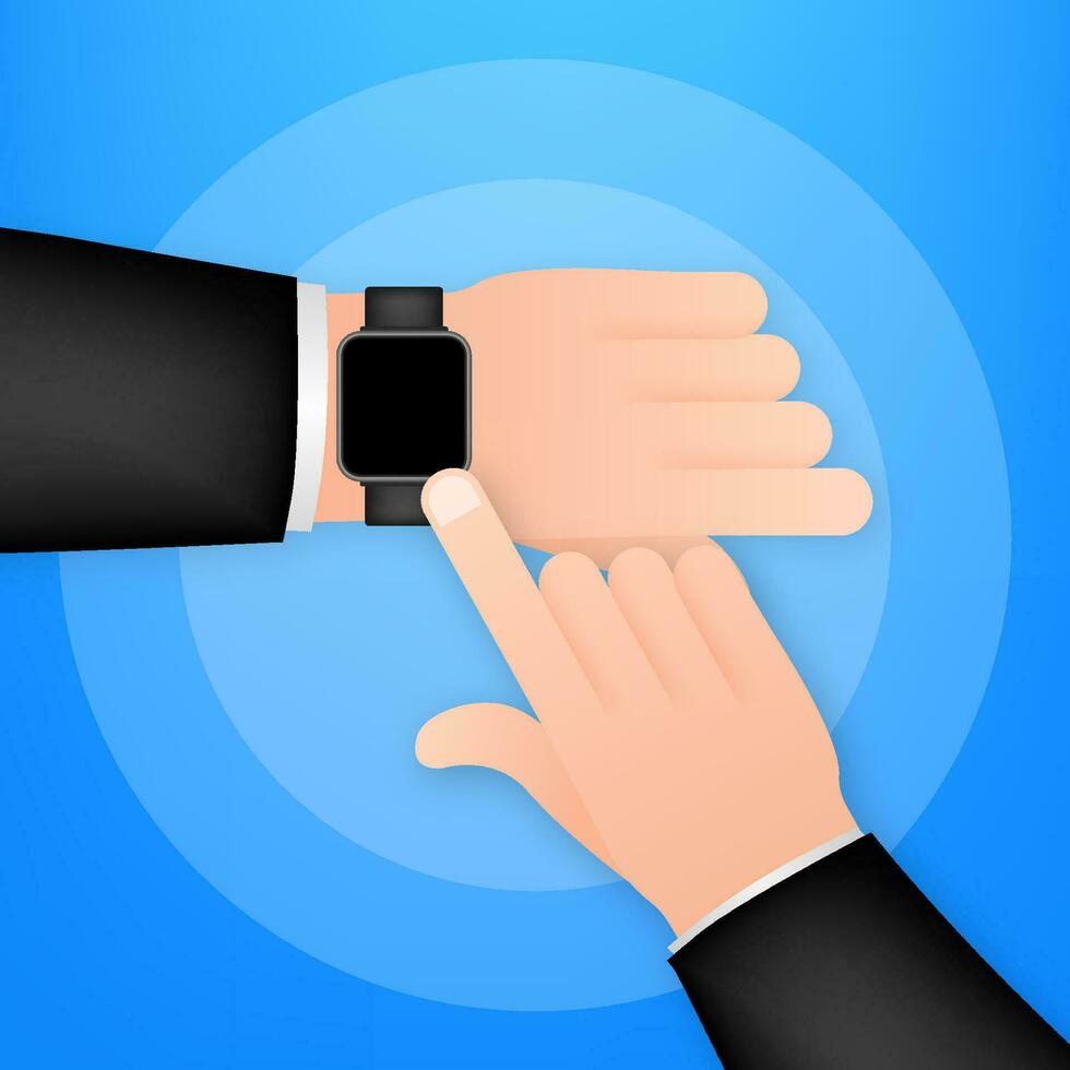 smart Kolla på på de hand. begrepp wearable teknologi. tid förvaltning. vektor stock illustration