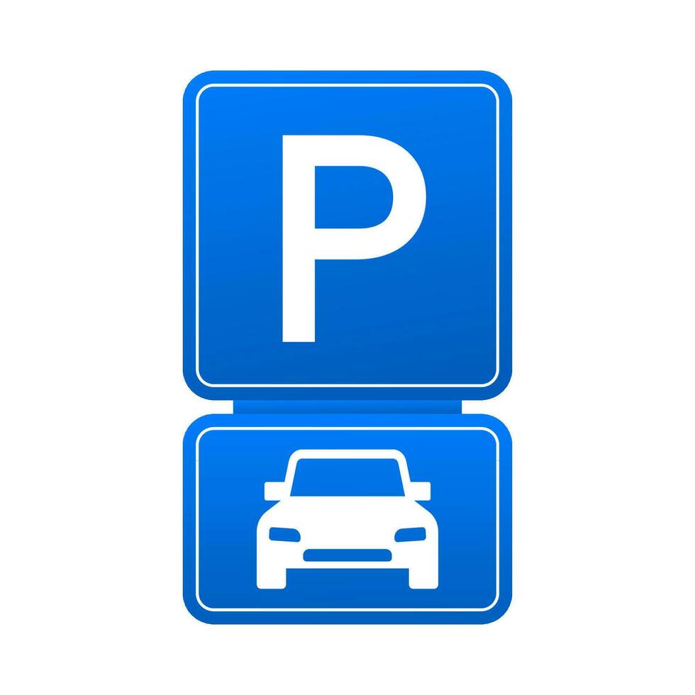 mall med blå parkering. logotyp, ikon, märka. parkering på vit bakgrund. webb element. vektor stock illustration
