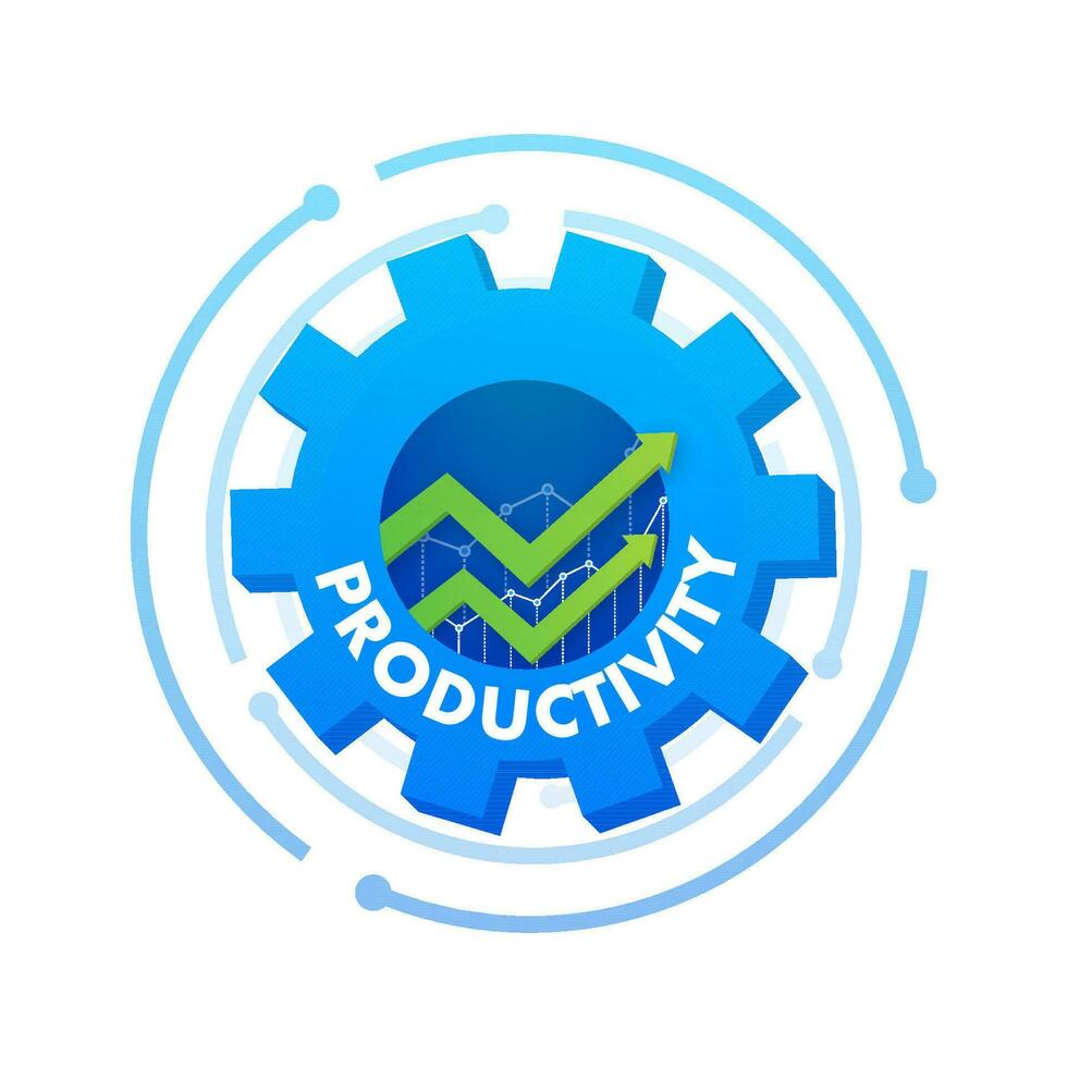 Produktivität Symbol auf Tachometer. hoch Produktivität Meter. Vektor Lager Illustration