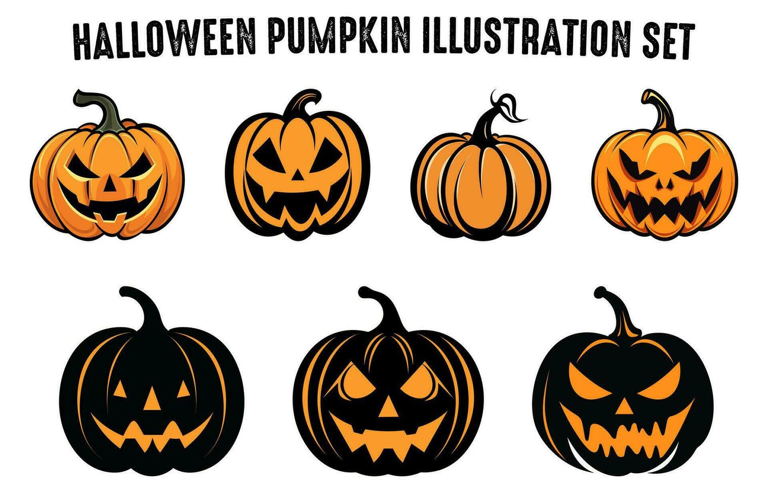 fri halloween skrämmande pumpa vektor samling, en uppsättning av halloween pumpa illustration, platt stil vektor läskigt kuslig pumpa bunt