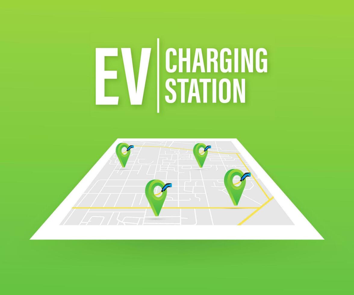 elektrisch Auto aufladen. ev Bahnhof. Fahrzeug Stehen vektor